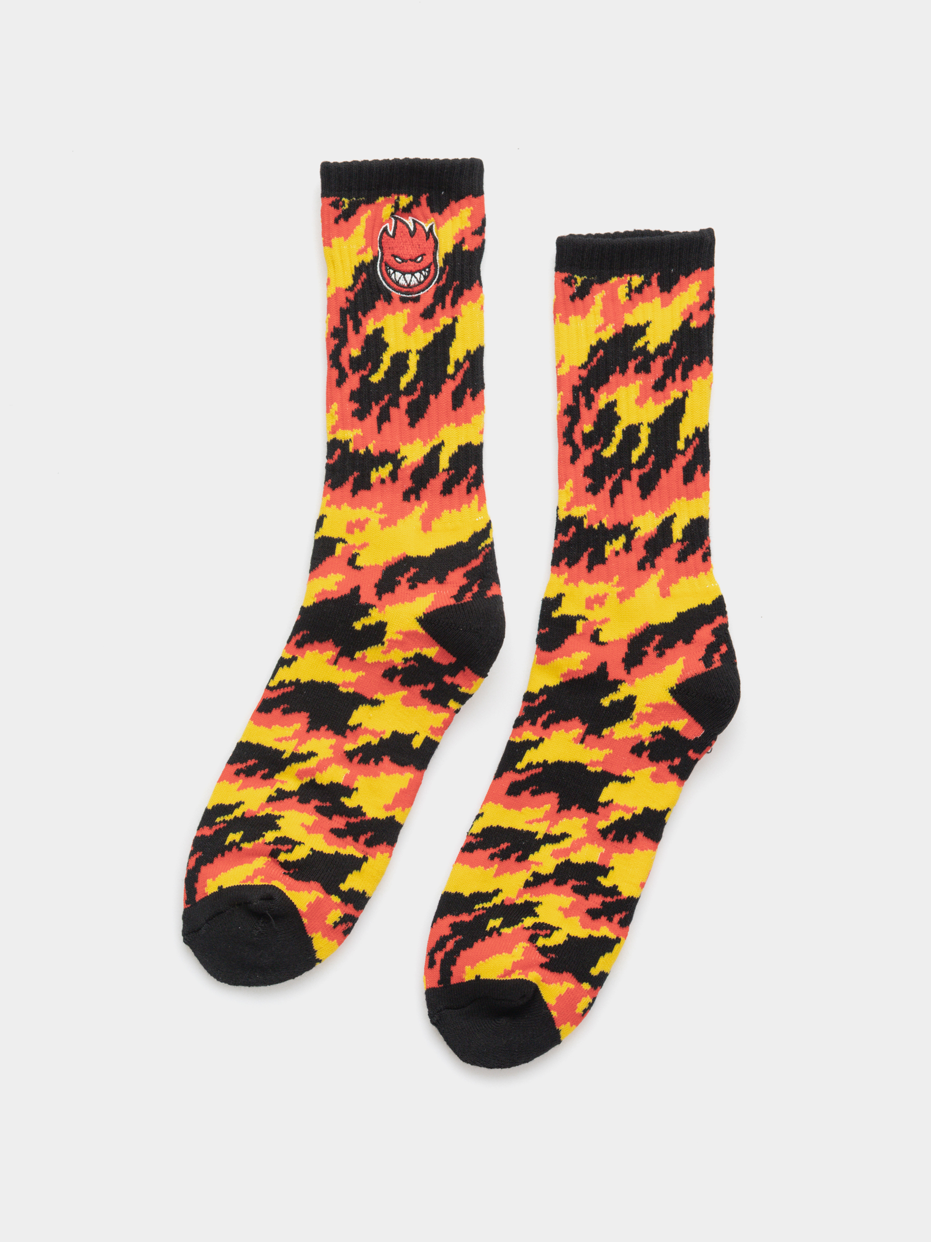 Skarpetki Spitfire Bighead Fill Emb Flames Crew (red/yellow/black)