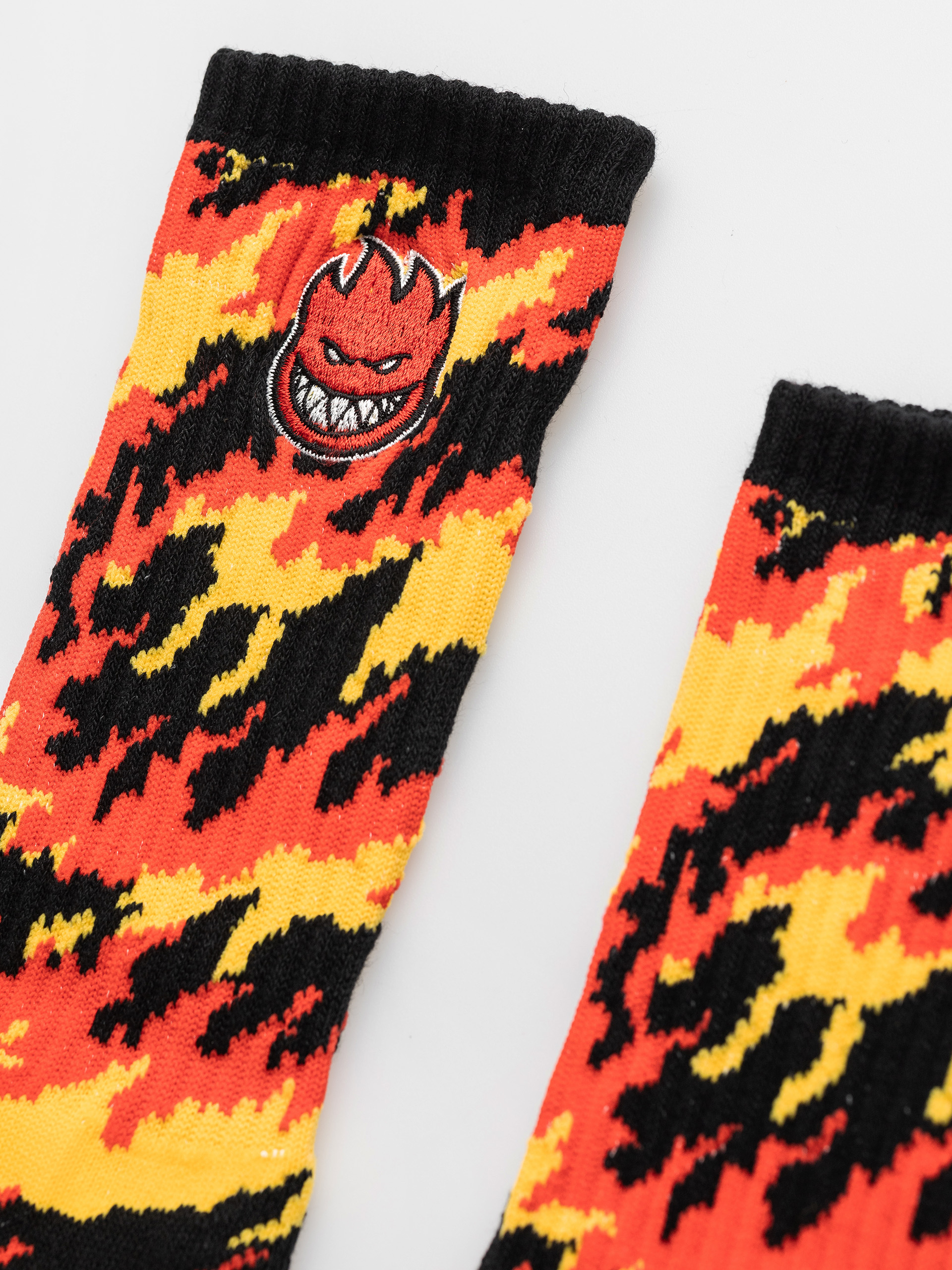 Skarpetki Spitfire Bighead Fill Emb Flames Crew (red/yellow/black)