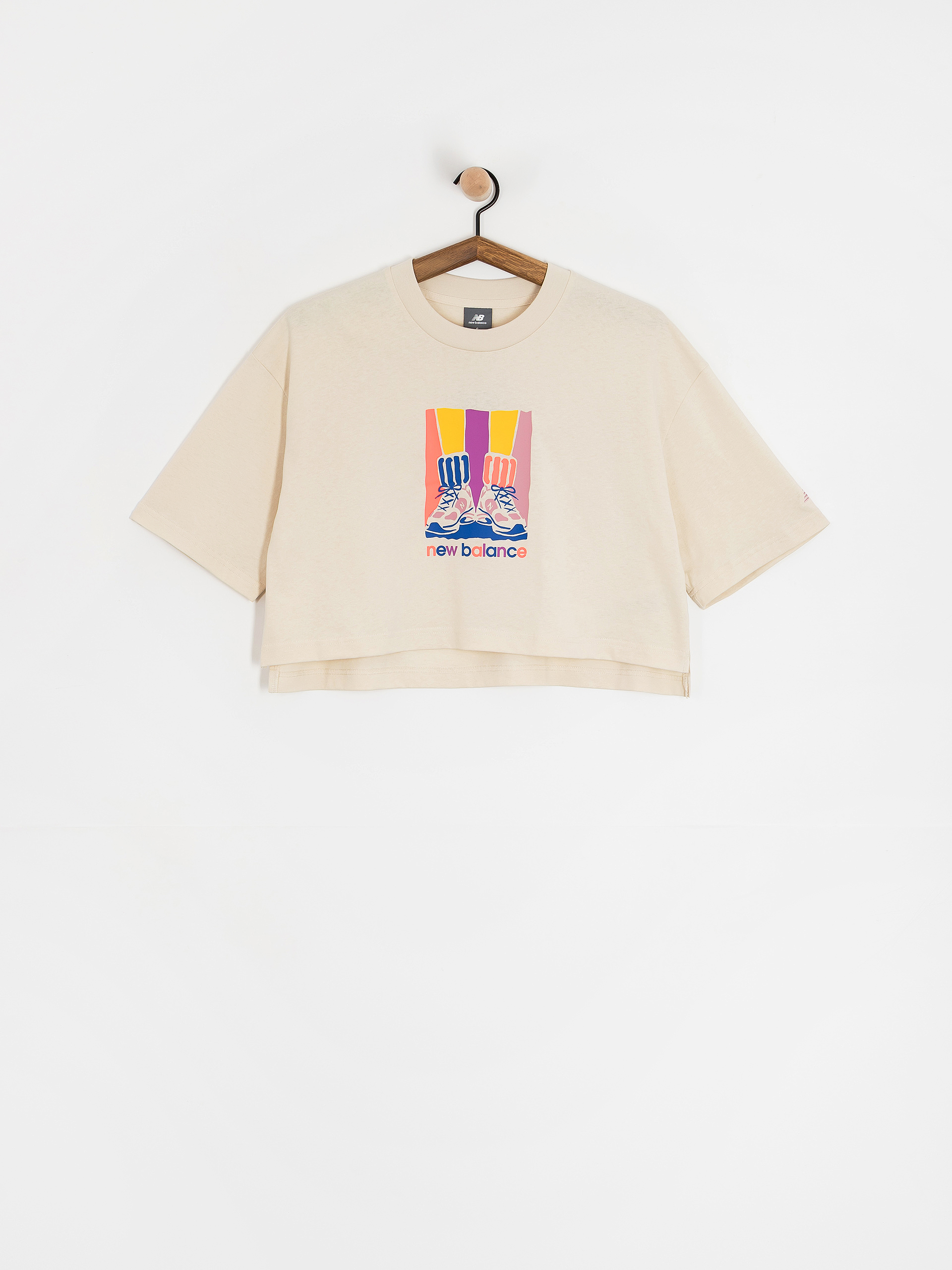 T-shirt New Balance Athletics Gradient Shoes Wmn - beżowy