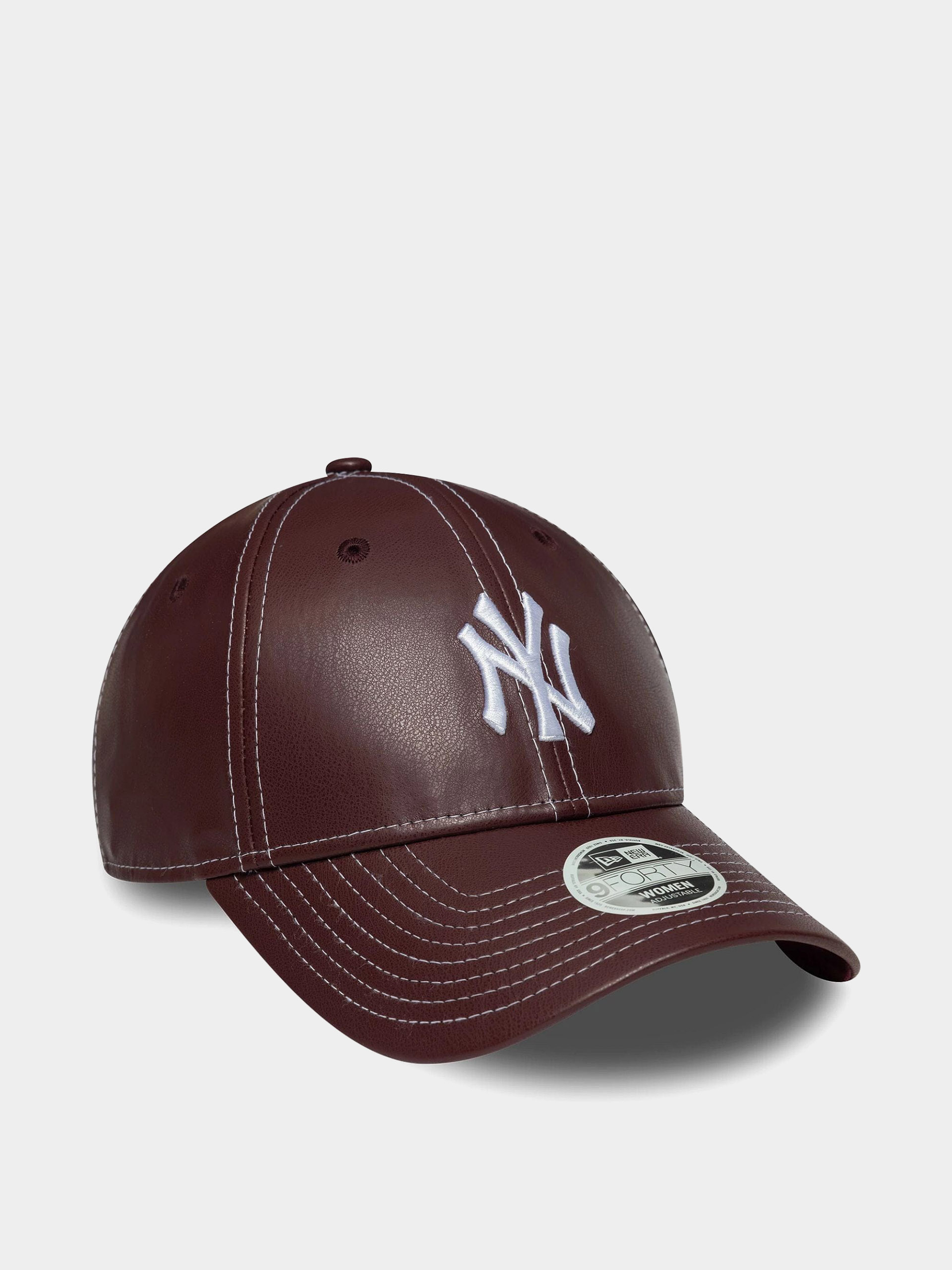 Czapka z daszkiem New Era Topstitch Pu 9Forty New York Yankees Wmn (burgundy)