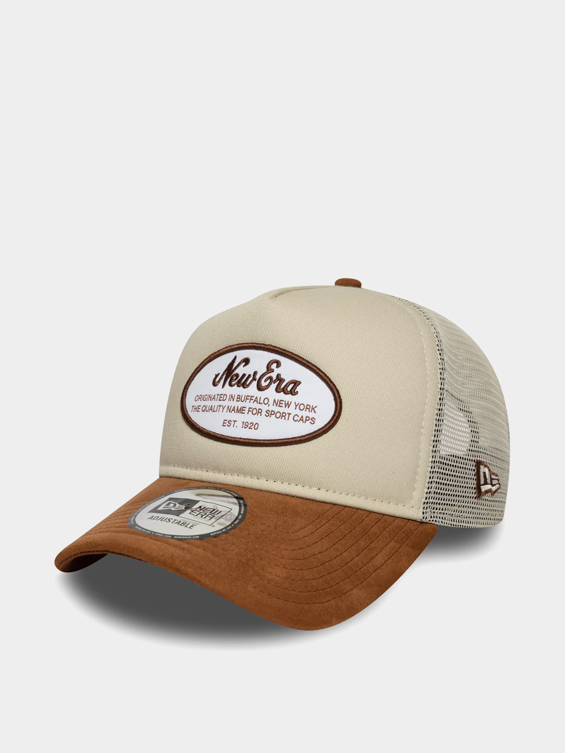 Czapka z daszkiem New Era Oval Patch Suede Trucker (stone/brown)
