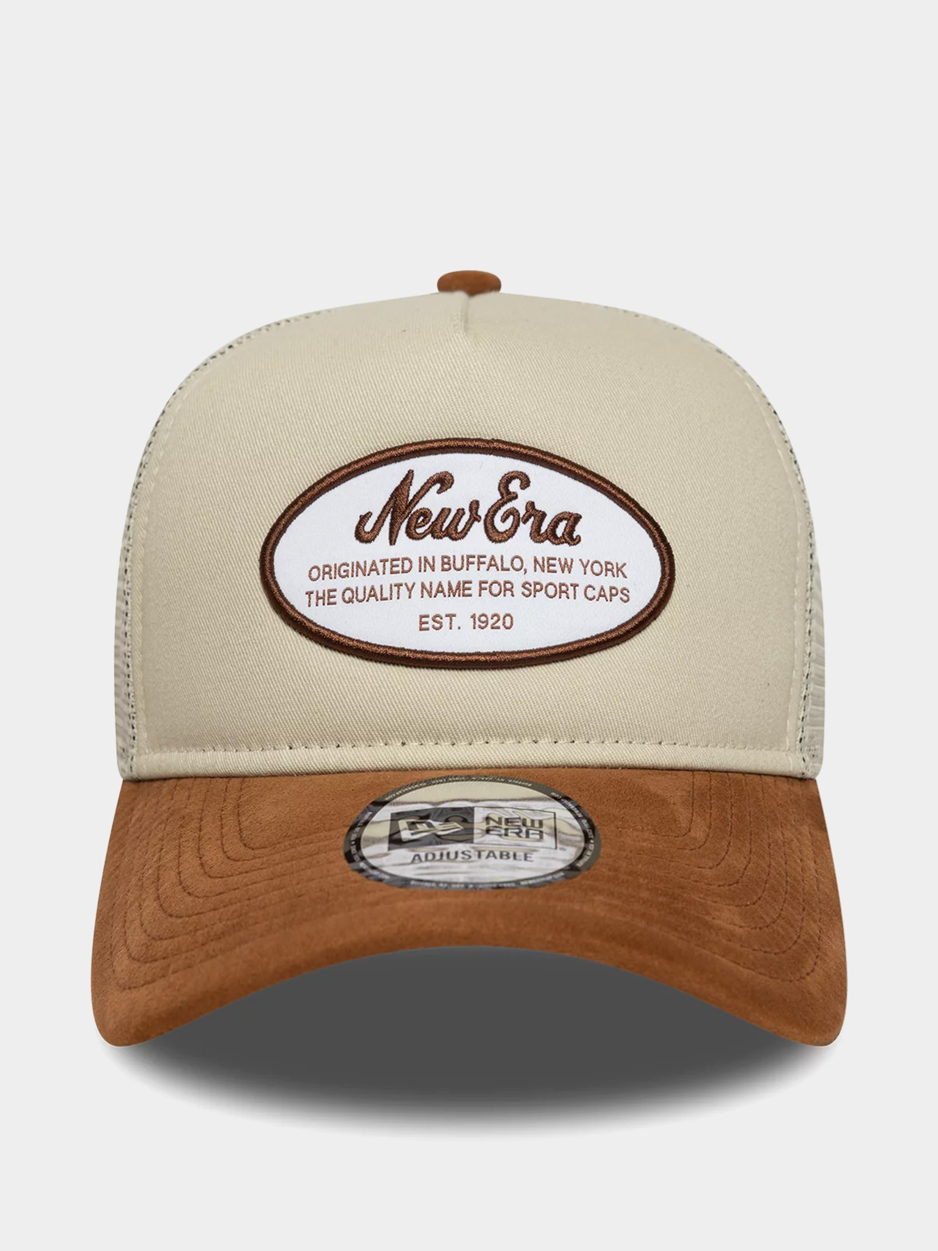 Czapka z daszkiem New Era Oval Patch Suede Trucker (stone/brown)