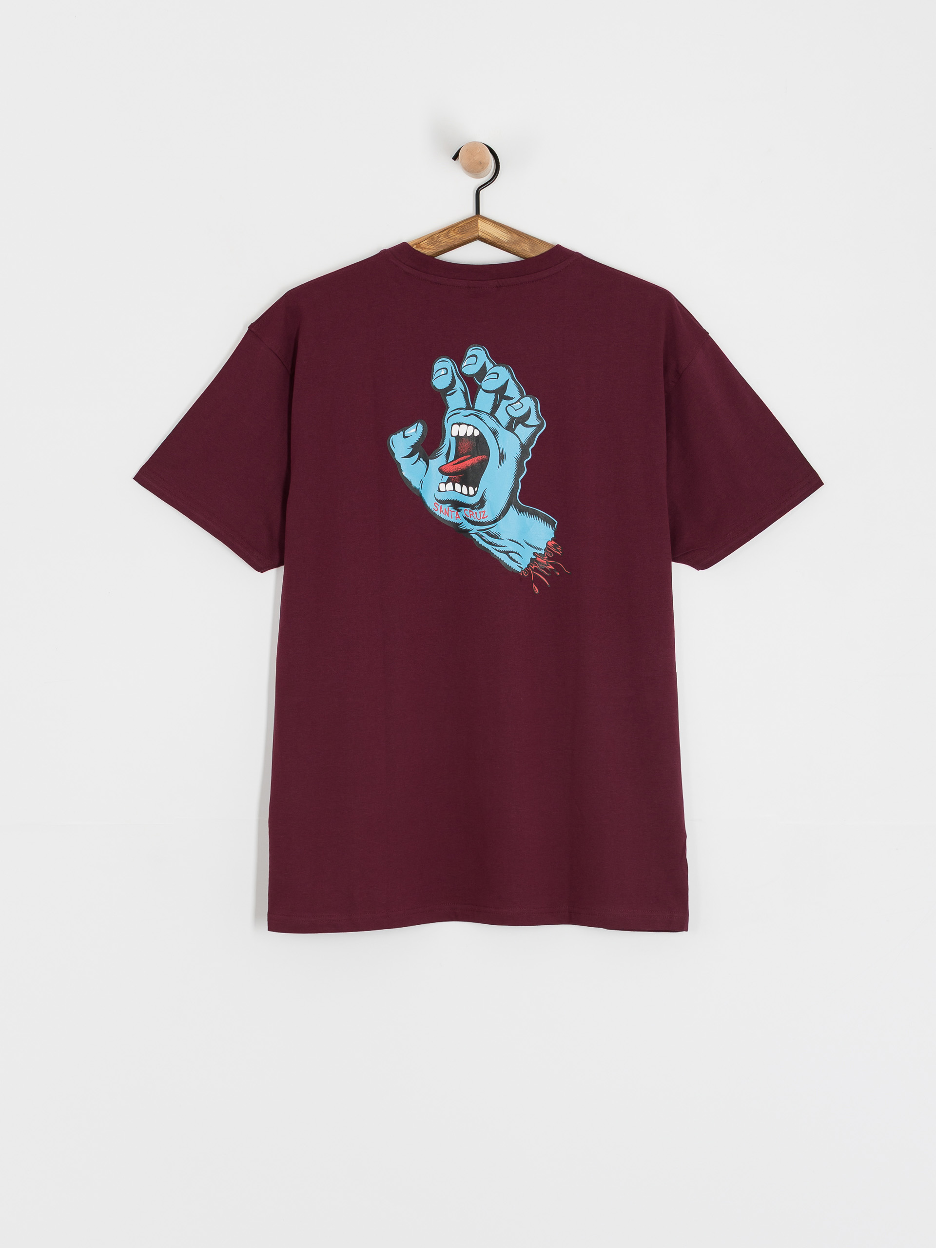 T-shirt Santa Cruz Screaming Hand Chest (dark cherry)