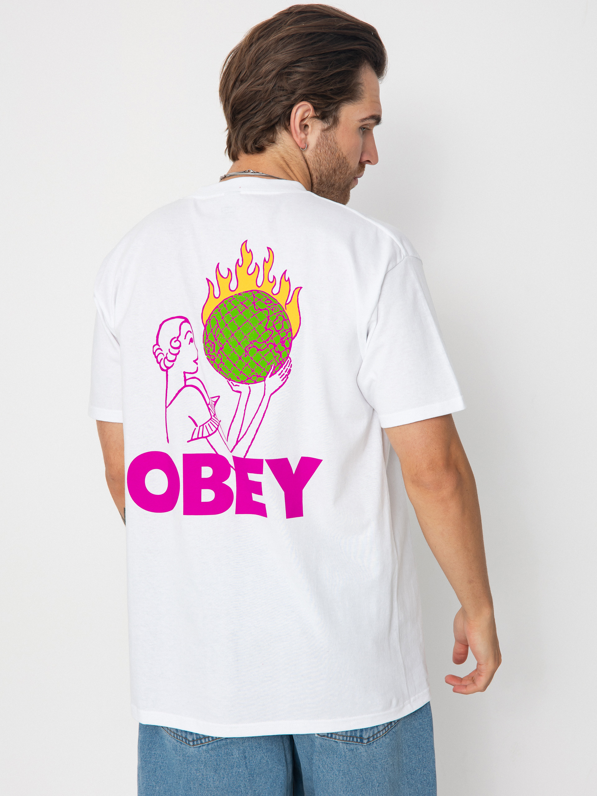 T-shirt OBEY Obey World In Flames (white)