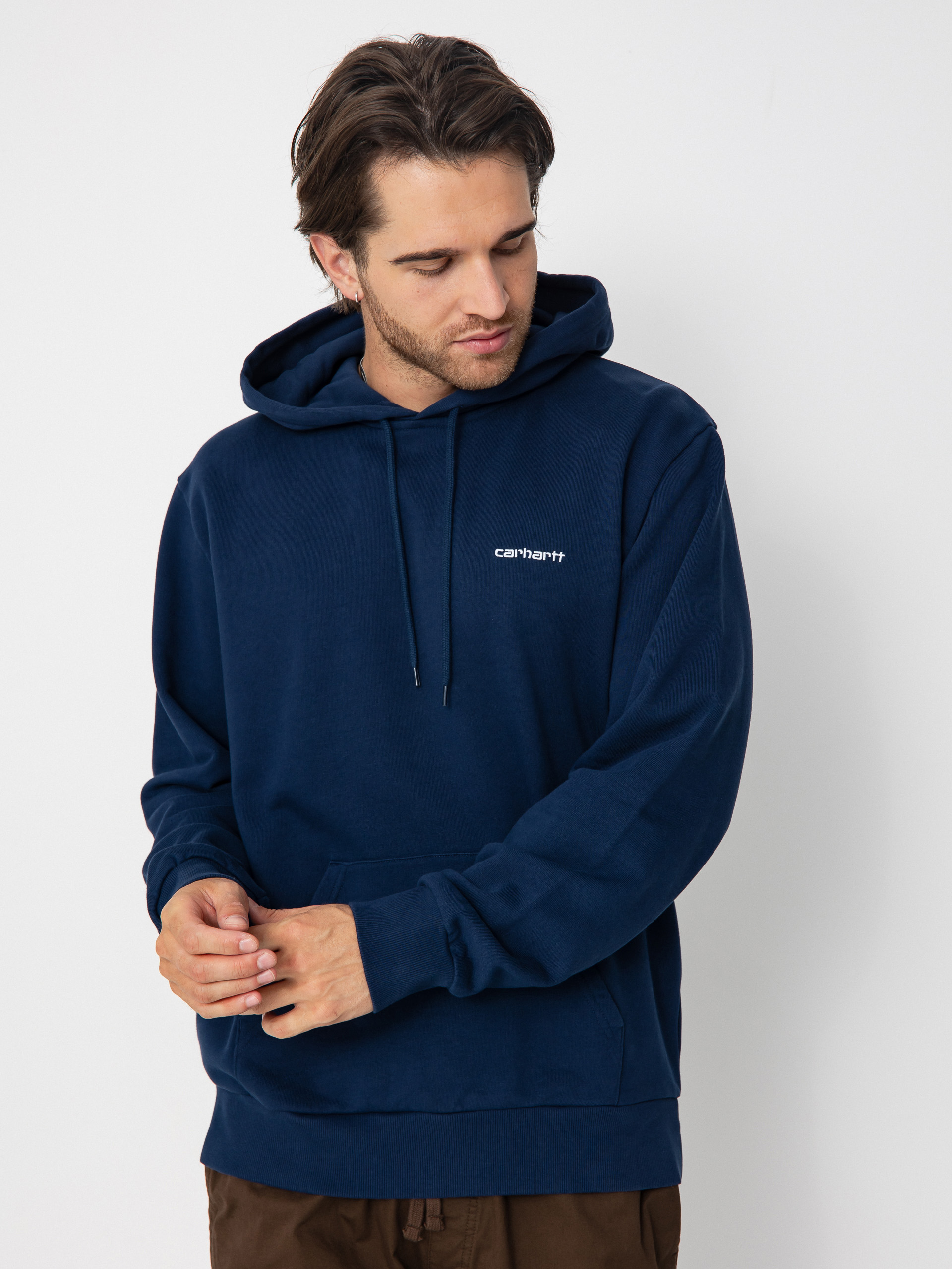 Bluza z kapturem Carhartt WIP Script Embroidery HD (jupiter/white)