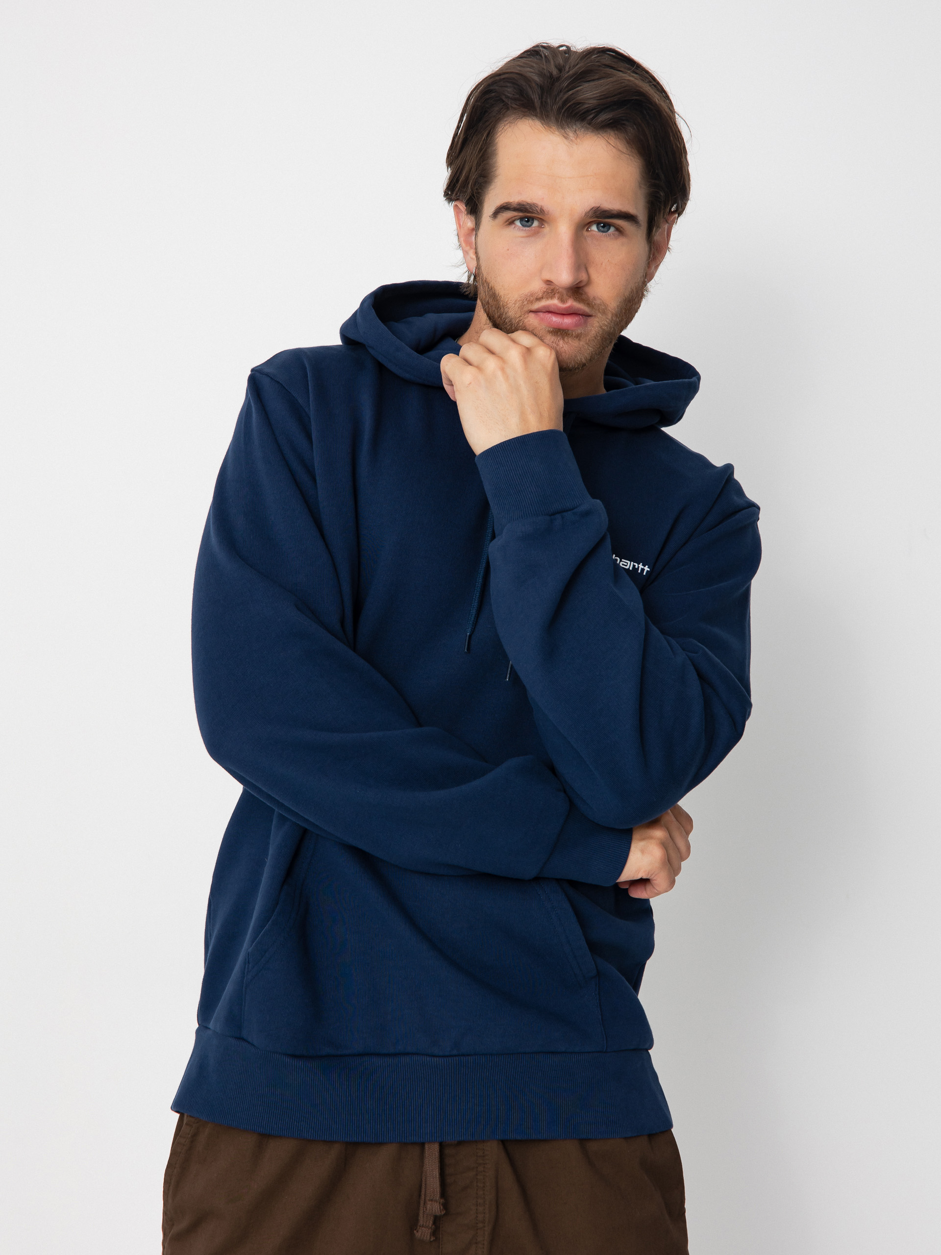 Bluza z kapturem Carhartt WIP Script Embroidery HD (jupiter/white)