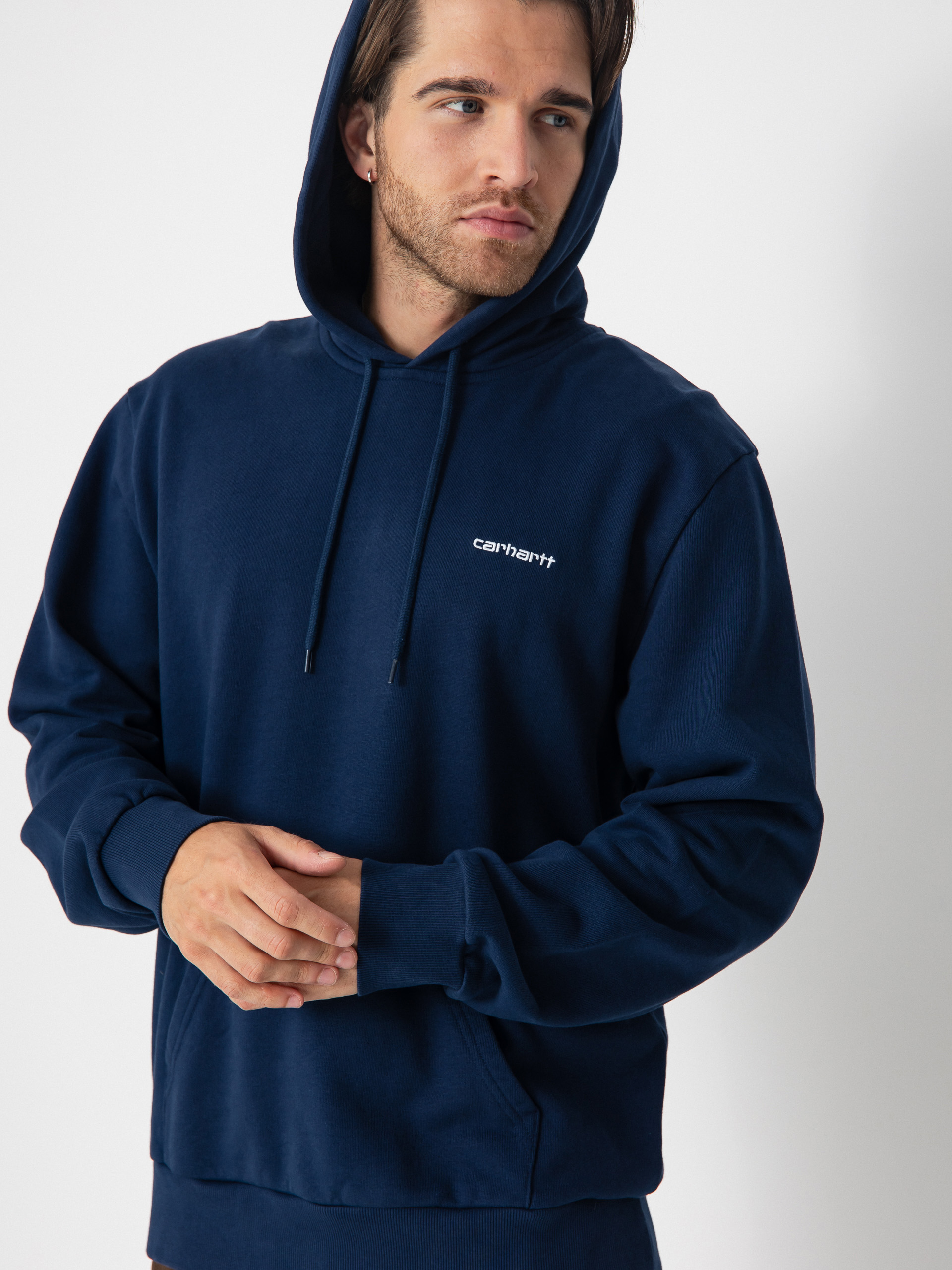 Bluza z kapturem Carhartt WIP Script Embroidery HD (jupiter/white)