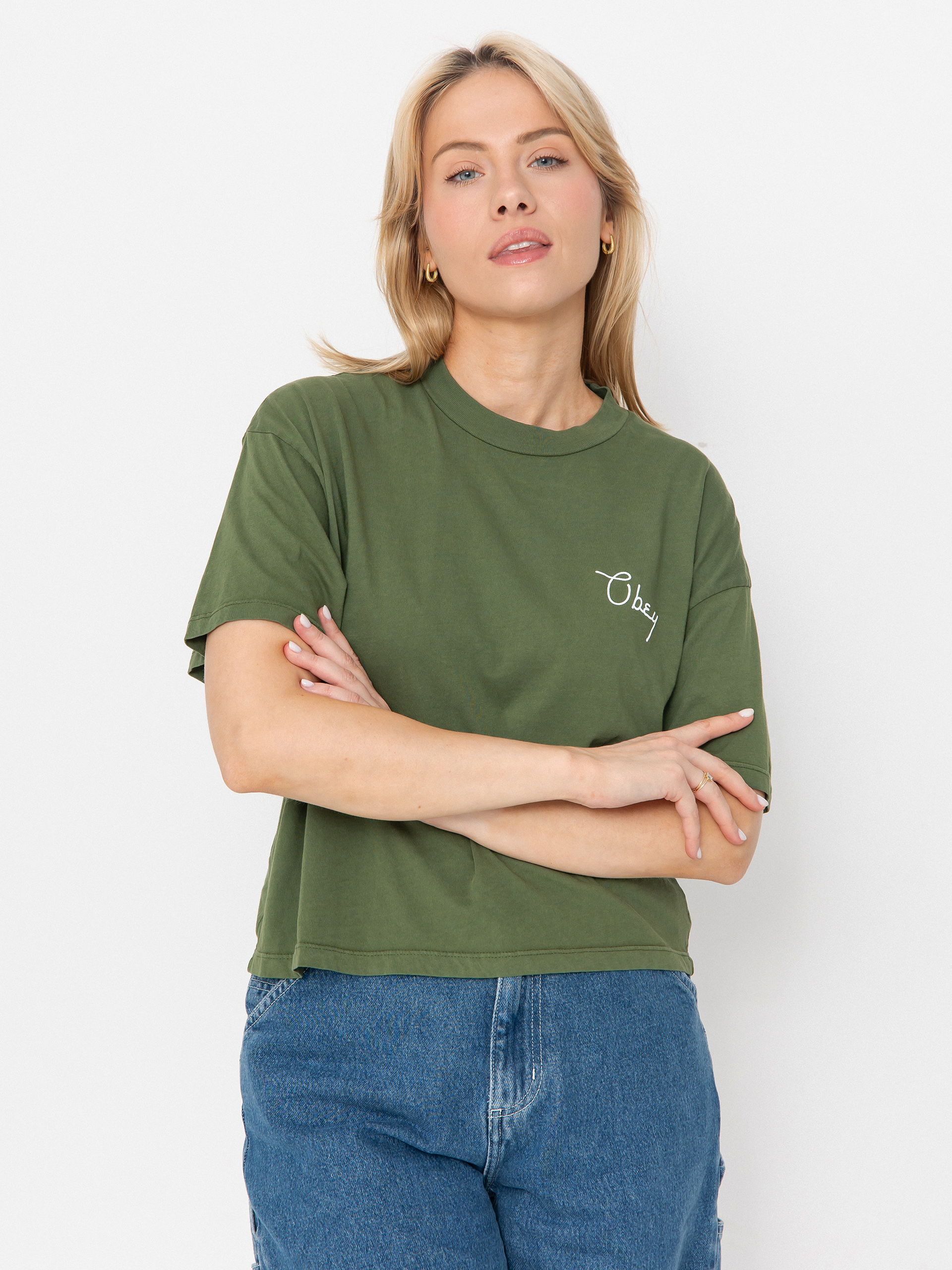 T-shirt OBEY Obey Scripty Cities Wmn (bronze green)