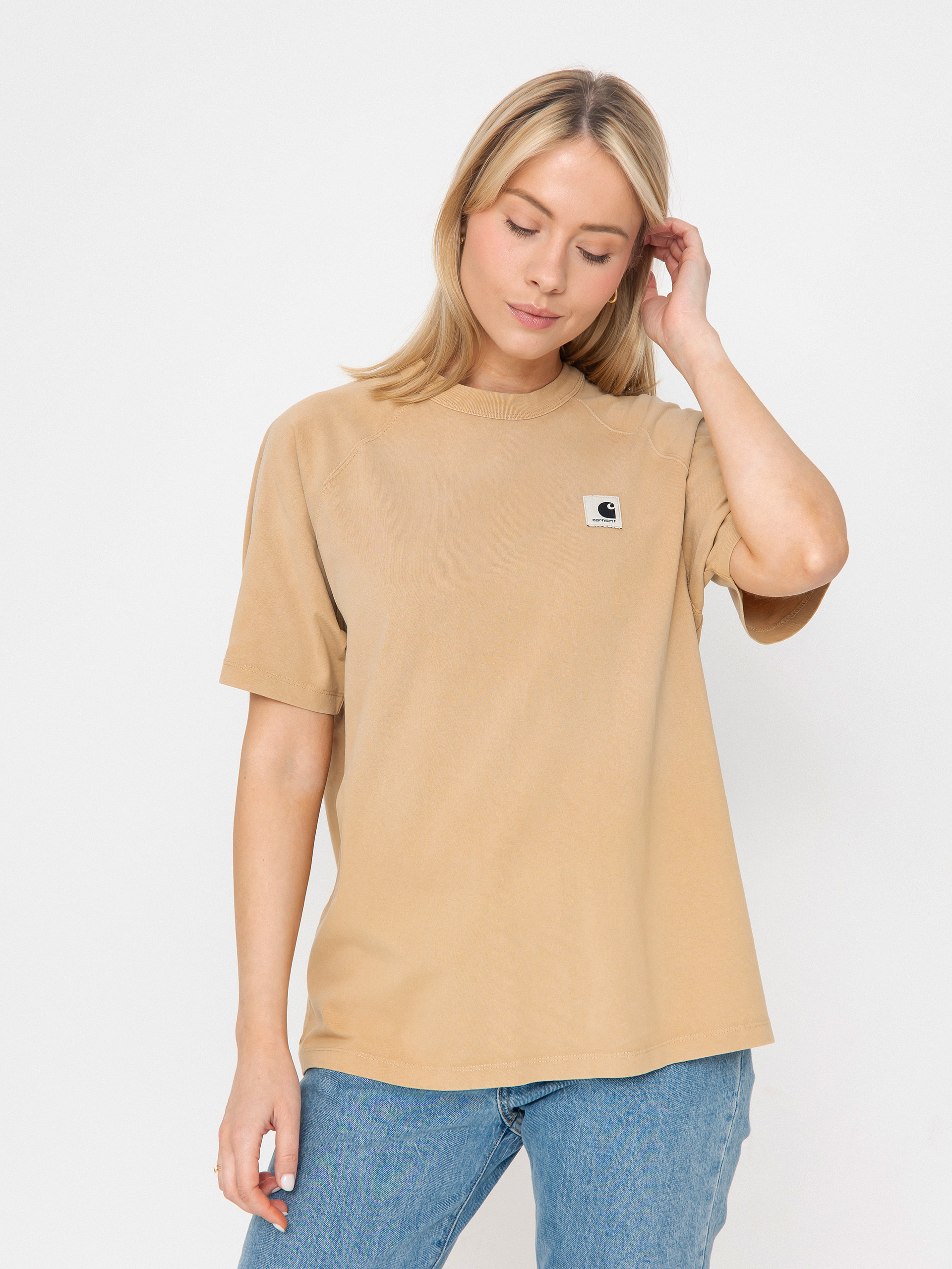 T-shirt Carhartt WIP Hudson Wmn (dusty h brown/chalk wash)