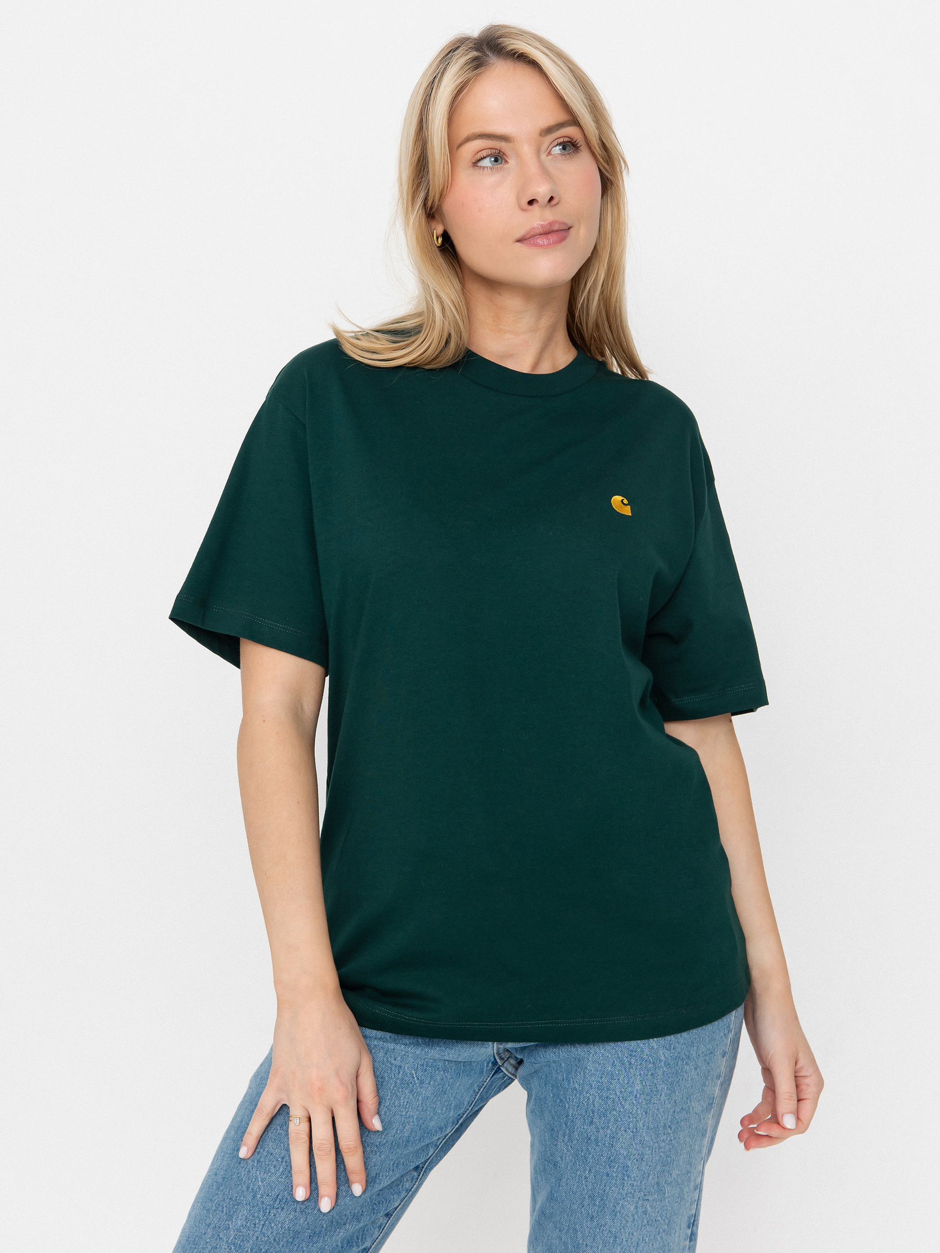 T-shirt Carhartt WIP Chase Wmn (dark fir/gold)