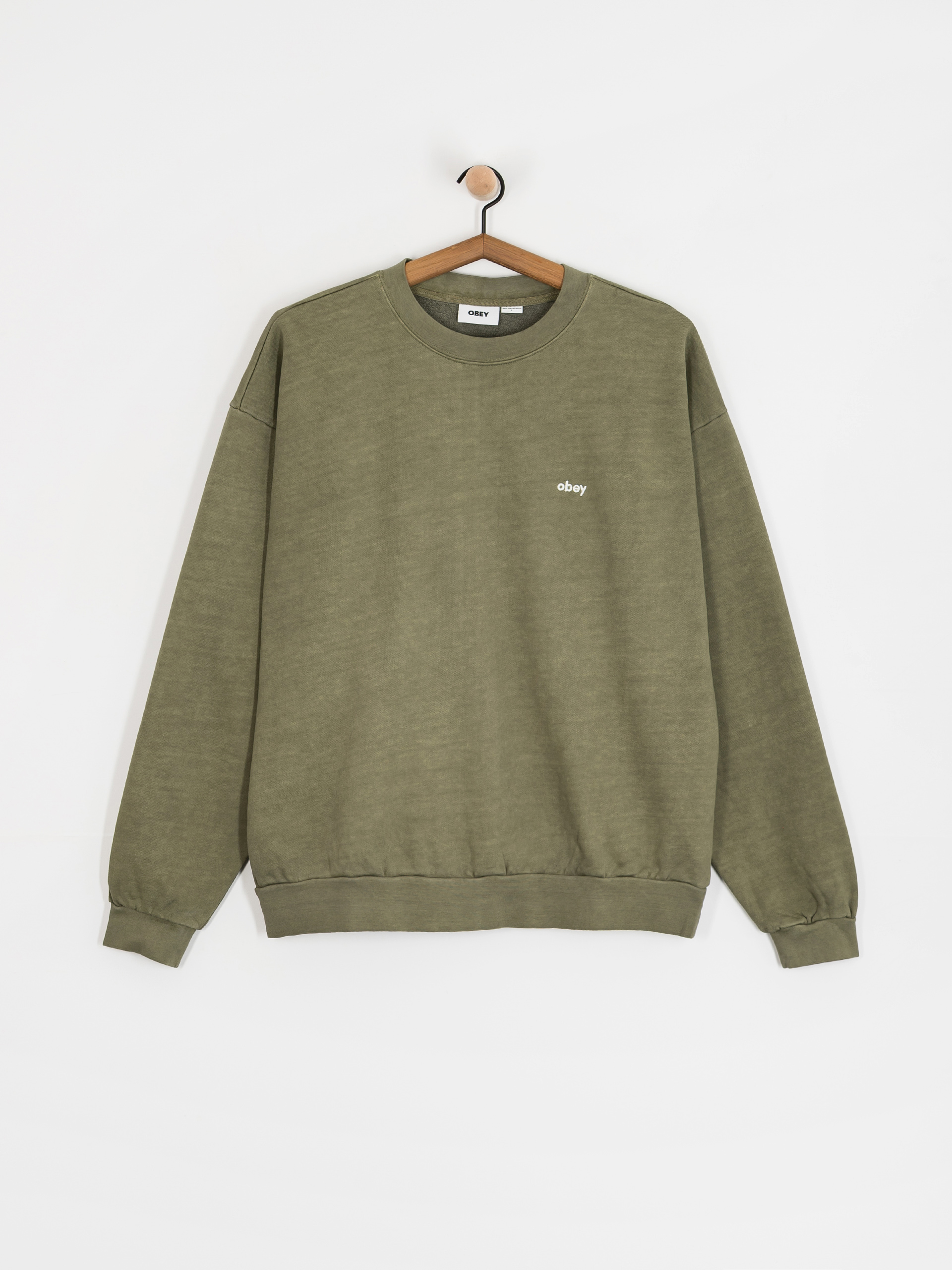 Bluza OBEY Lowercase Pigment Crew (pigment deep lichen green)