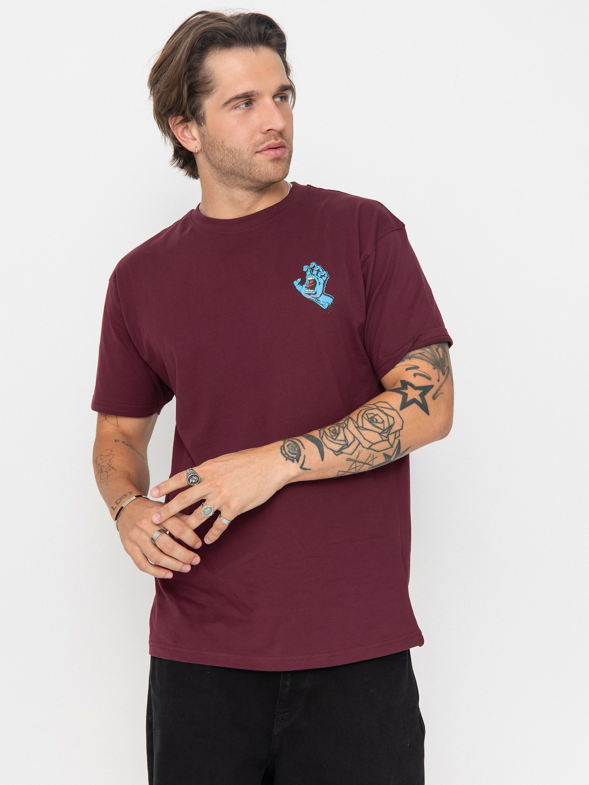 T-shirt Santa Cruz Screaming Hand Chest (dark cherry)