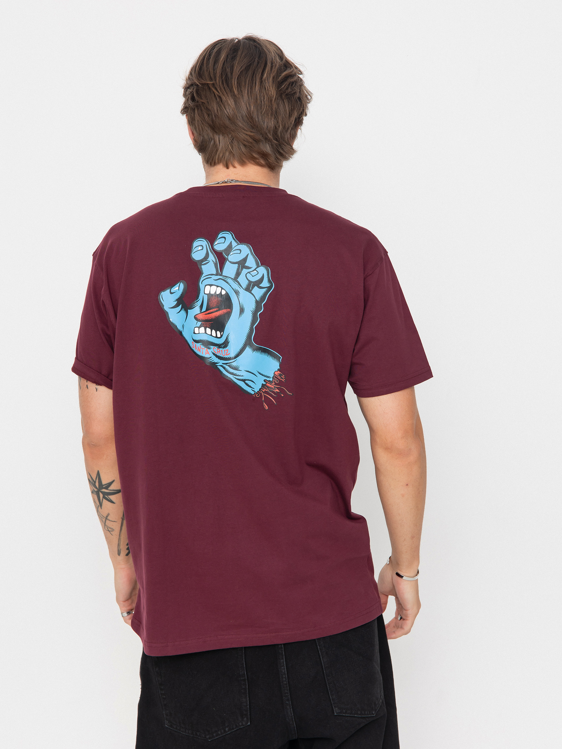 T-shirt Santa Cruz Screaming Hand Chest (dark cherry)