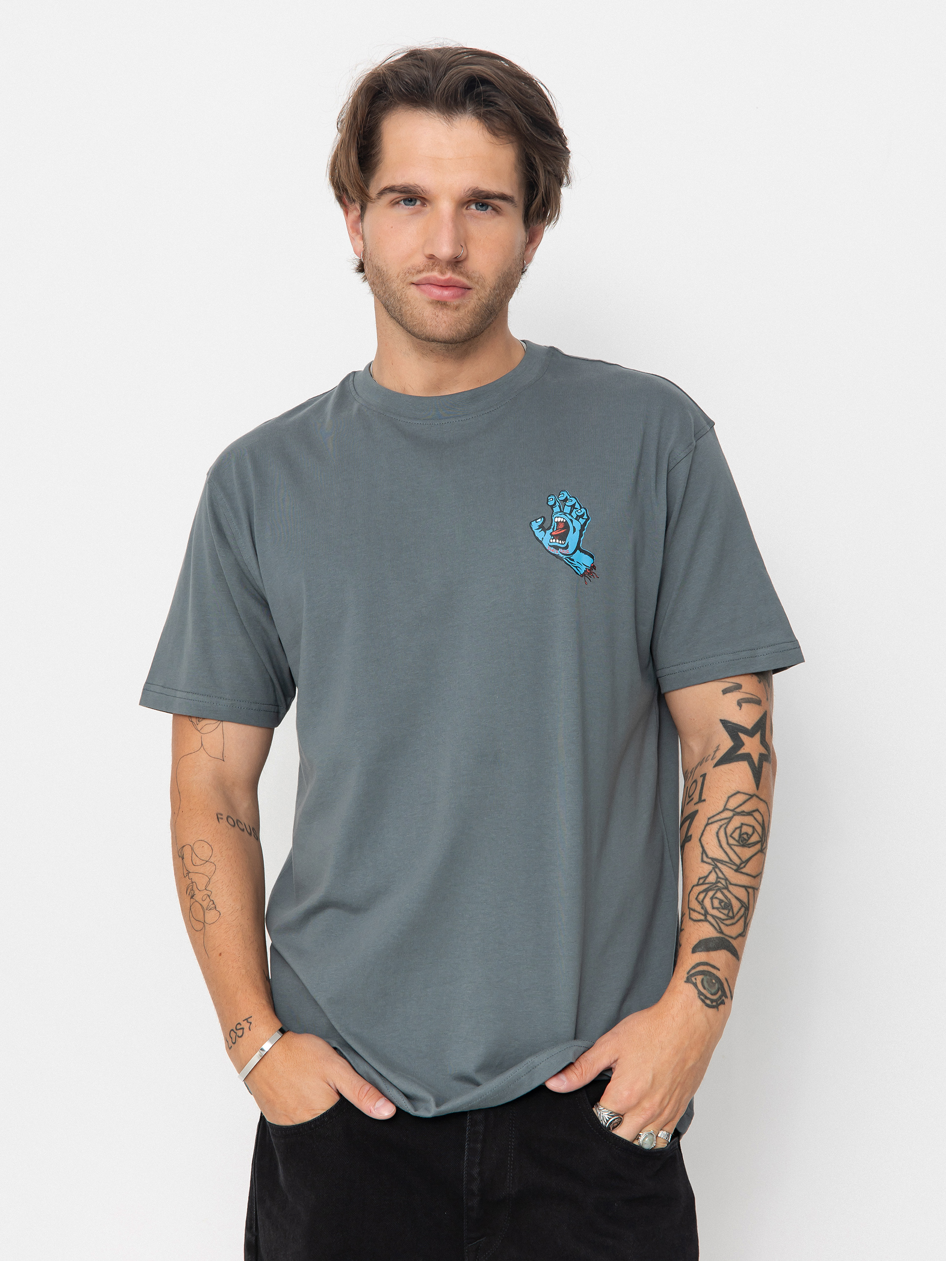 T-shirt Santa Cruz Screaming Hand Chest (storm grey)