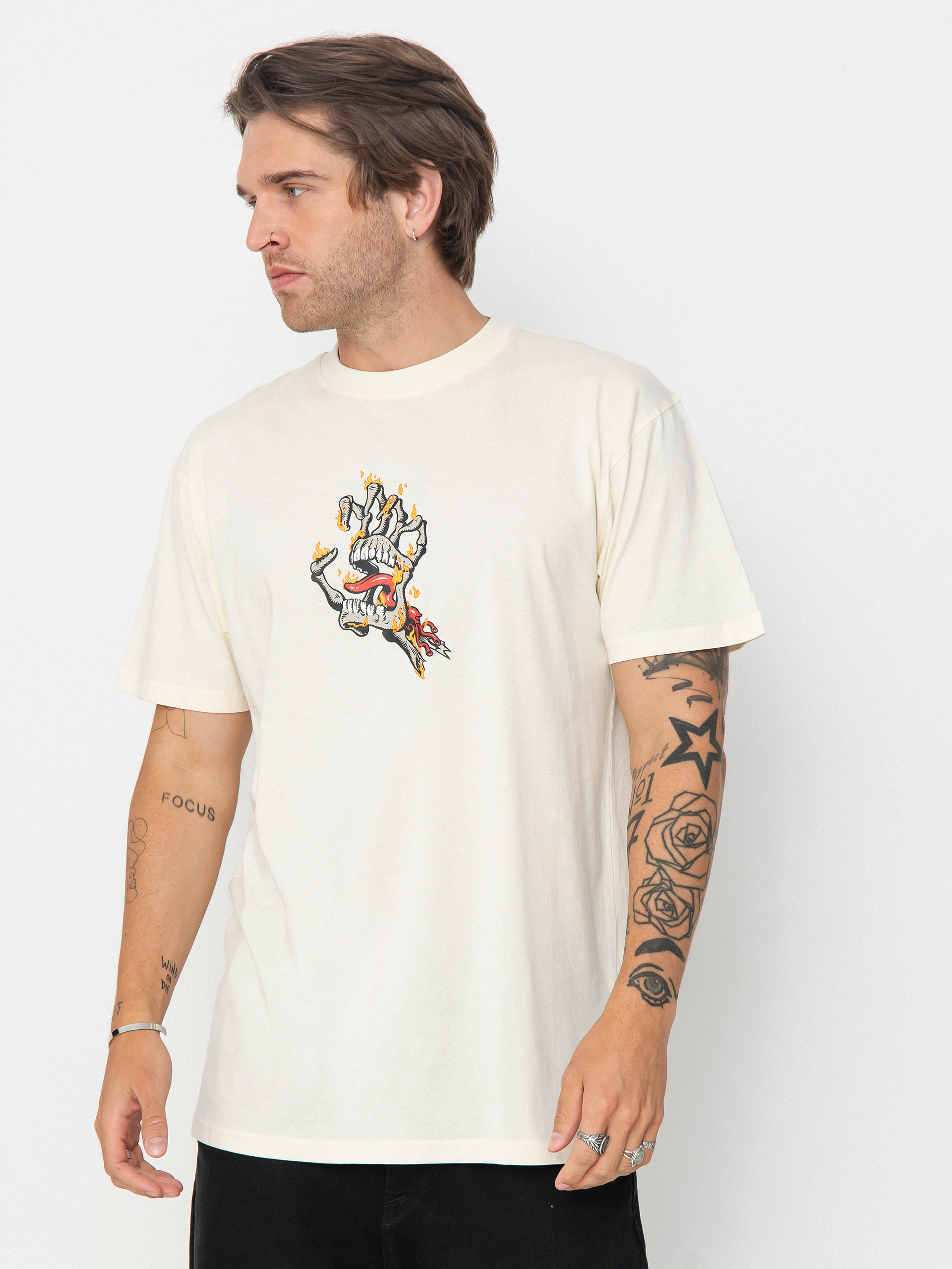 T-shirt Santa Cruz Burnt Bone Hand (unbleached cotton)