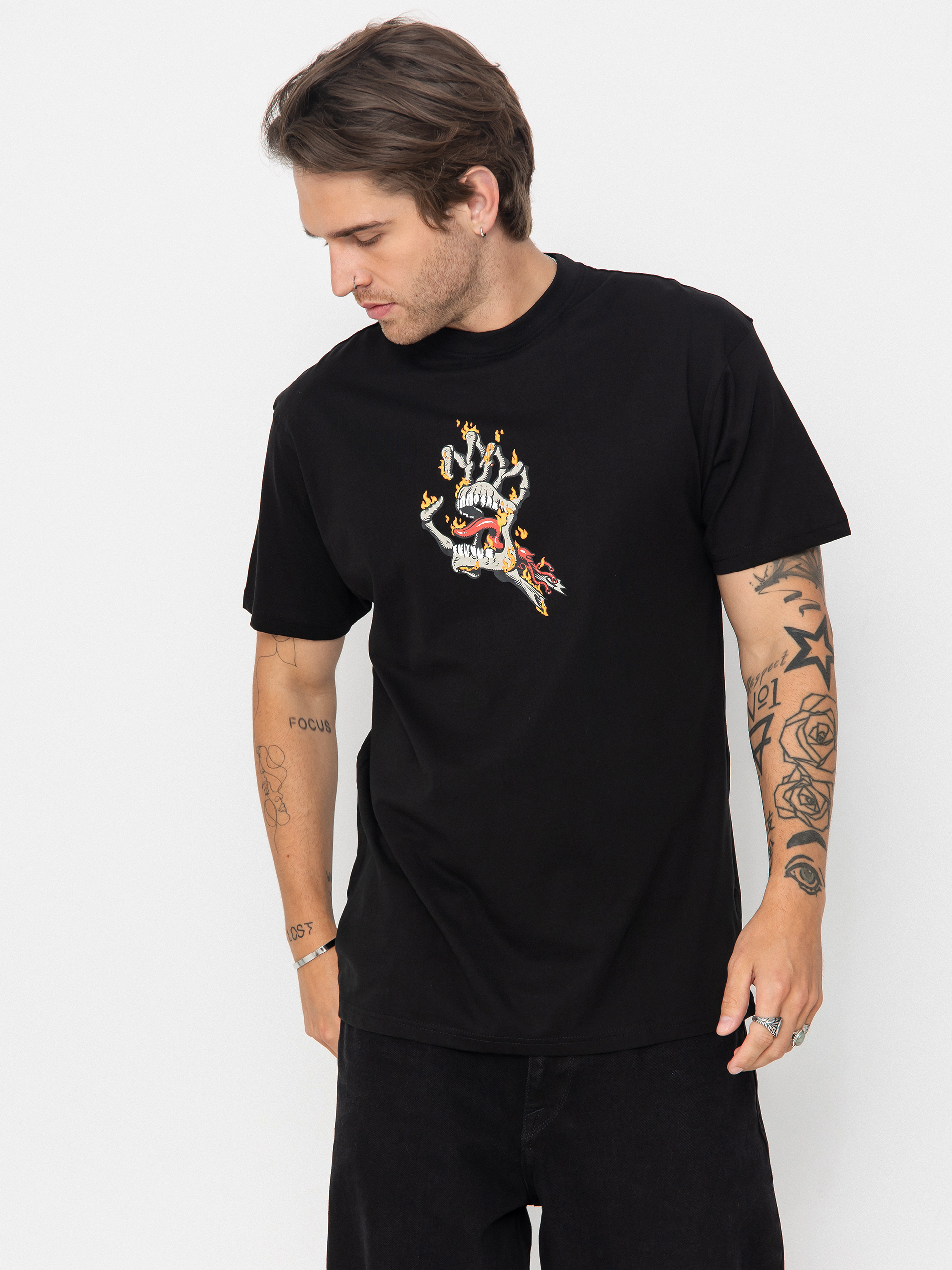 T-shirt Santa Cruz Burnt Bone Hand (black)