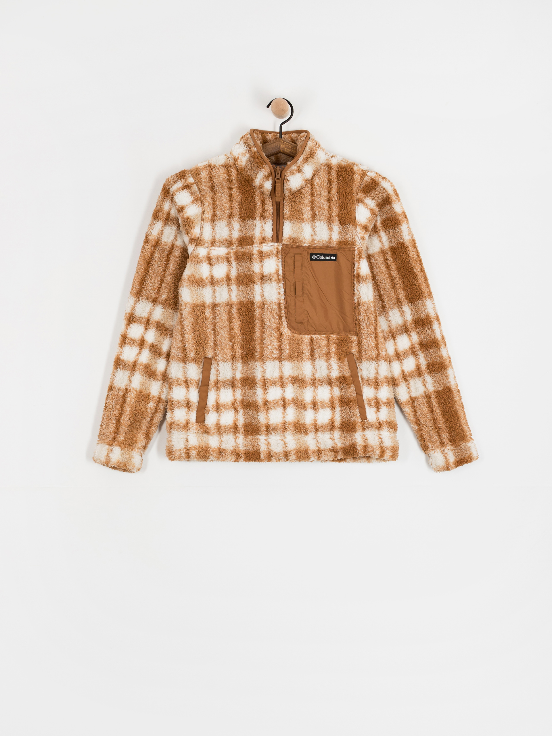 Damski Polar Columbia West Bend 1/4 Zip II (camel brown herringplaid)