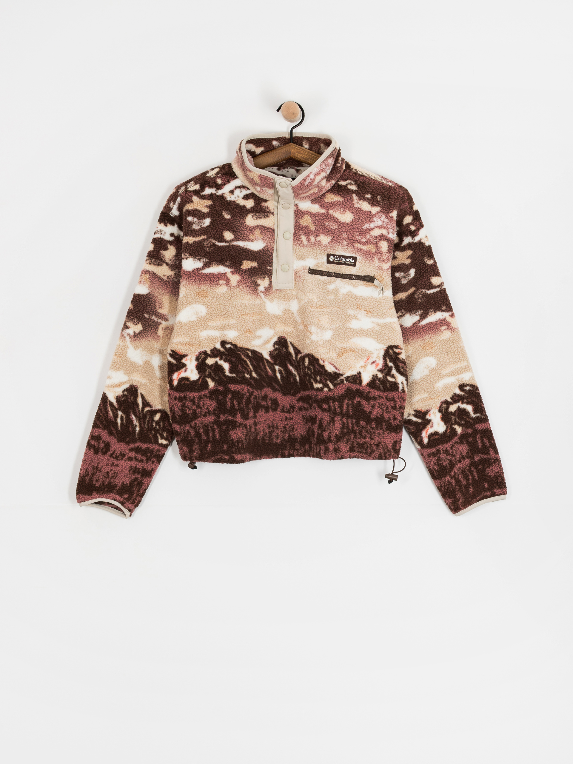 Polar Columbia Helvetia II Printed Cropped Half Snap Wmn (tobacco sisters/dark stone)