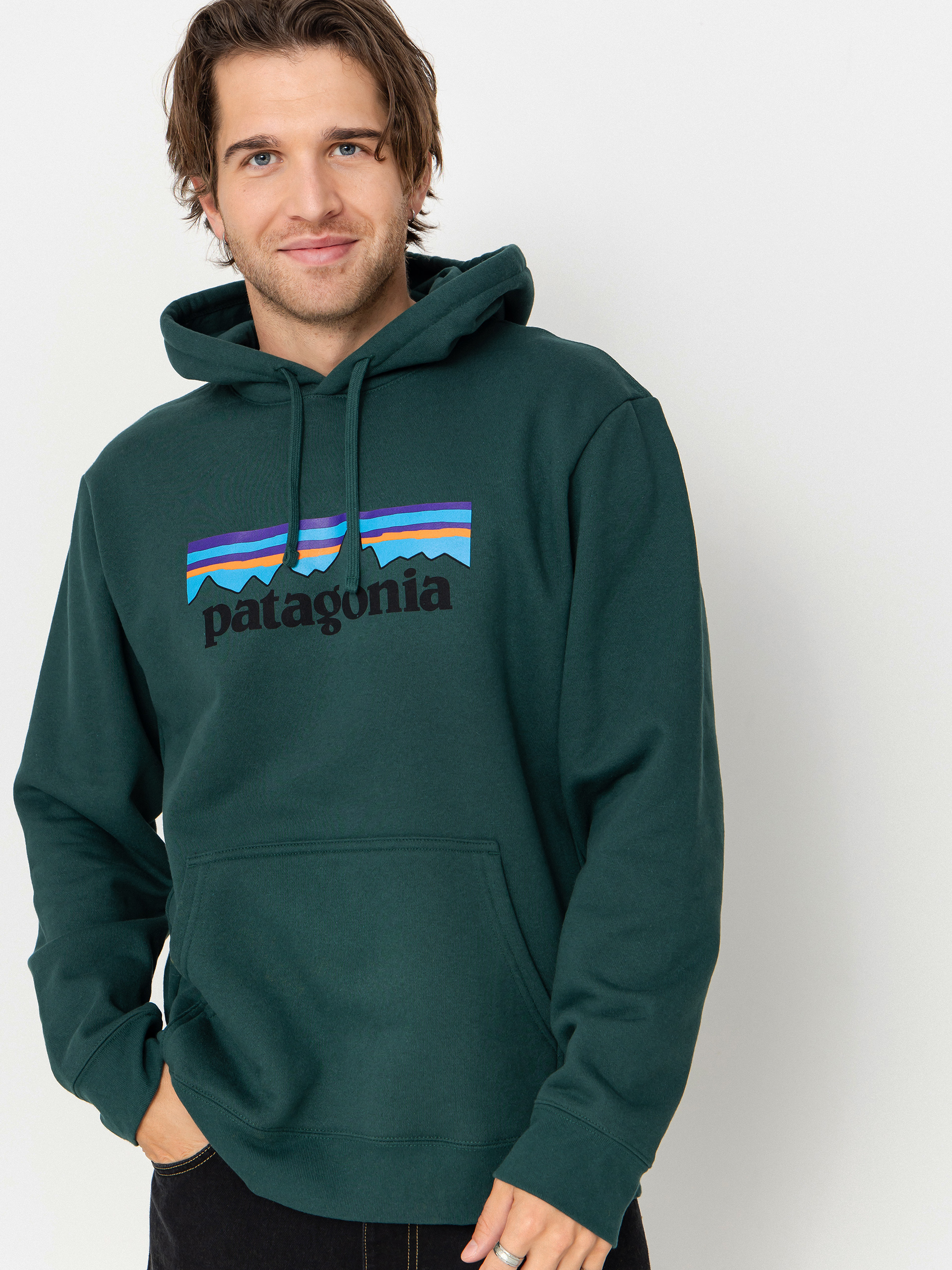 Bluza z kapturem Patagonia P 6 Logo Uprisal HD (cascade green)