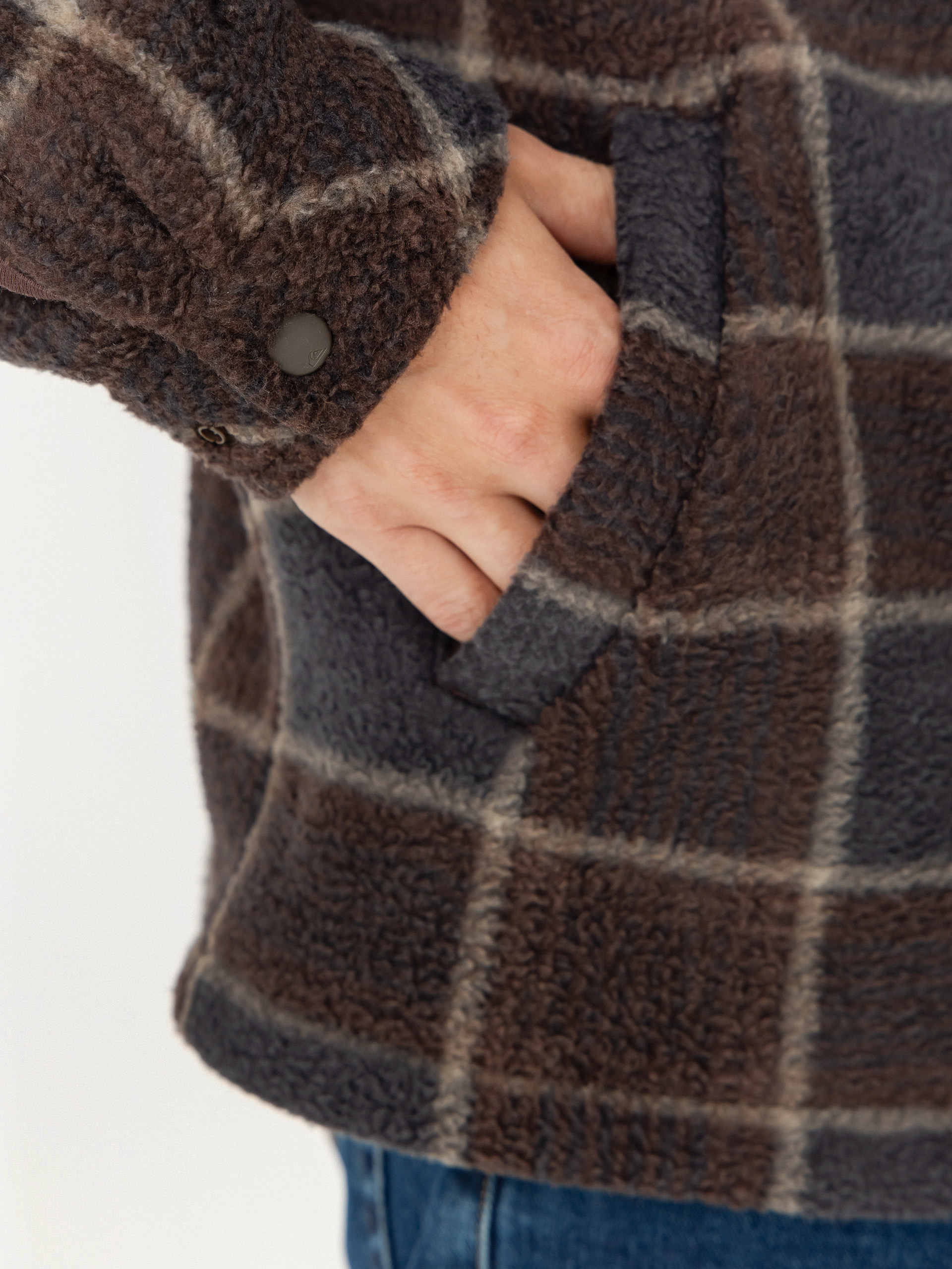 Męski Polar Quiksilver Sherpa Jacket (chocolate brown sherpa plaid)