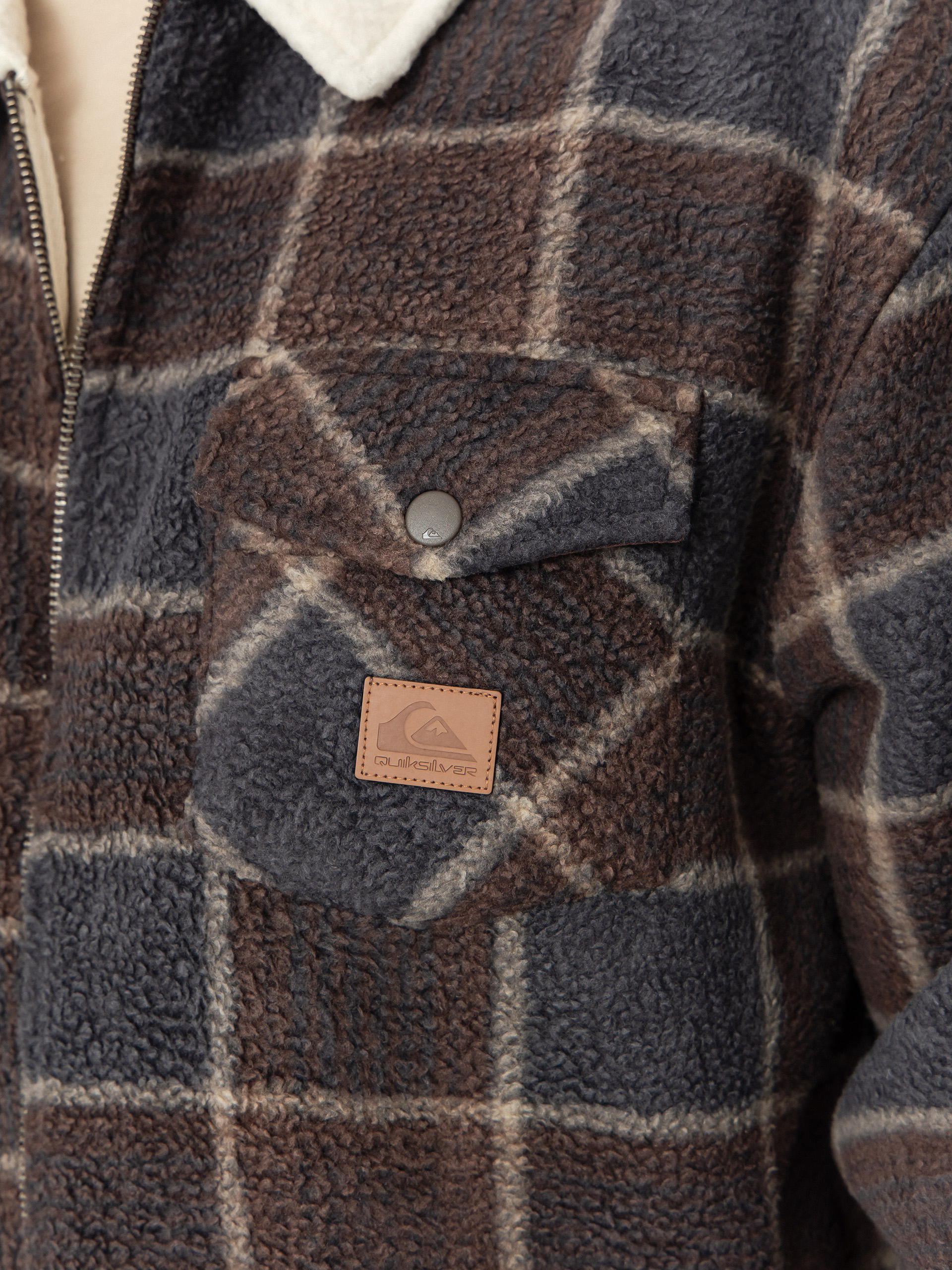 Męski Polar Quiksilver Sherpa Jacket (chocolate brown sherpa plaid)