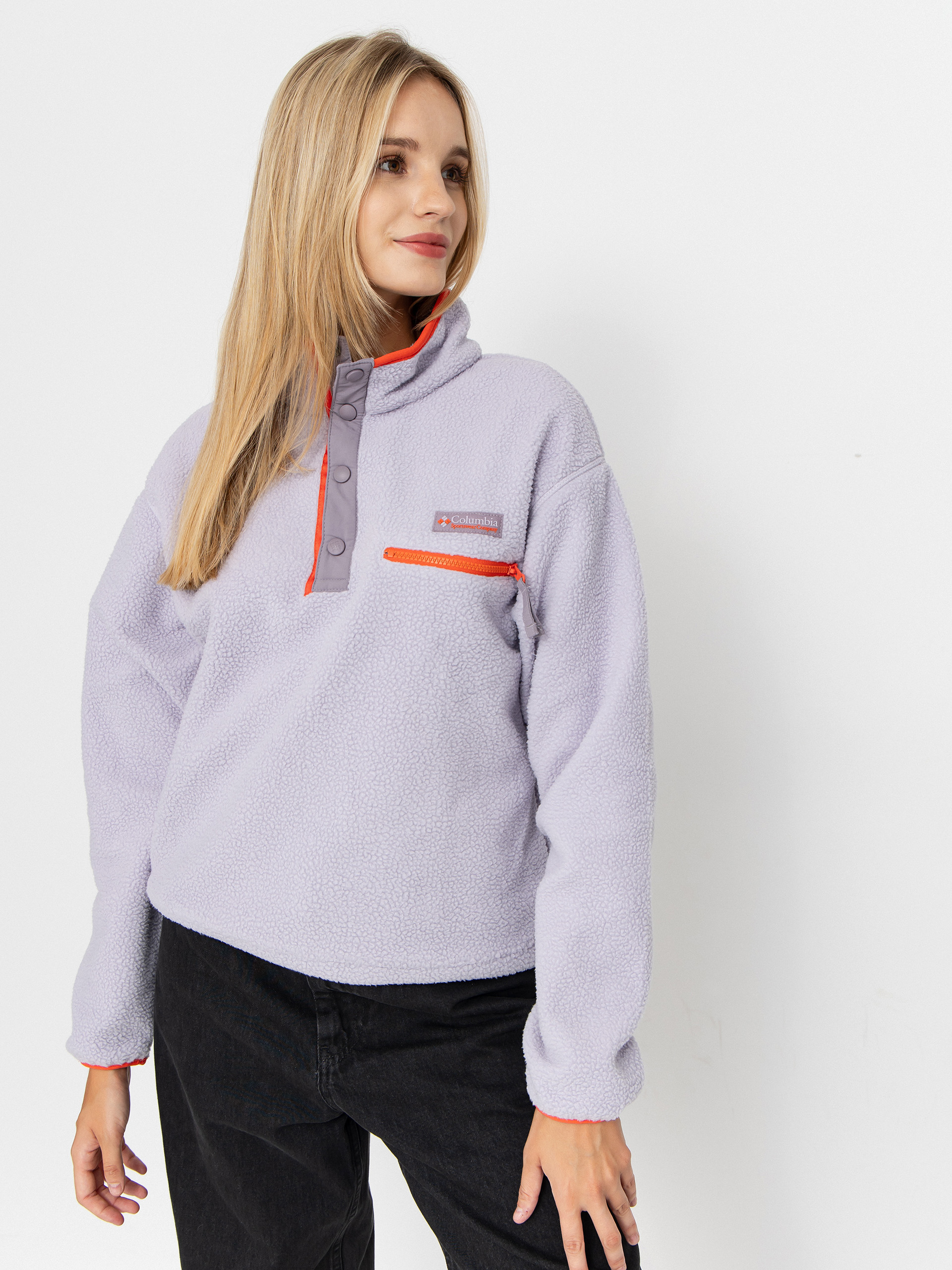 Damski Polar Columbia Helvetia II Cropped Half Snap (lavender pearl/shale purple/zing)