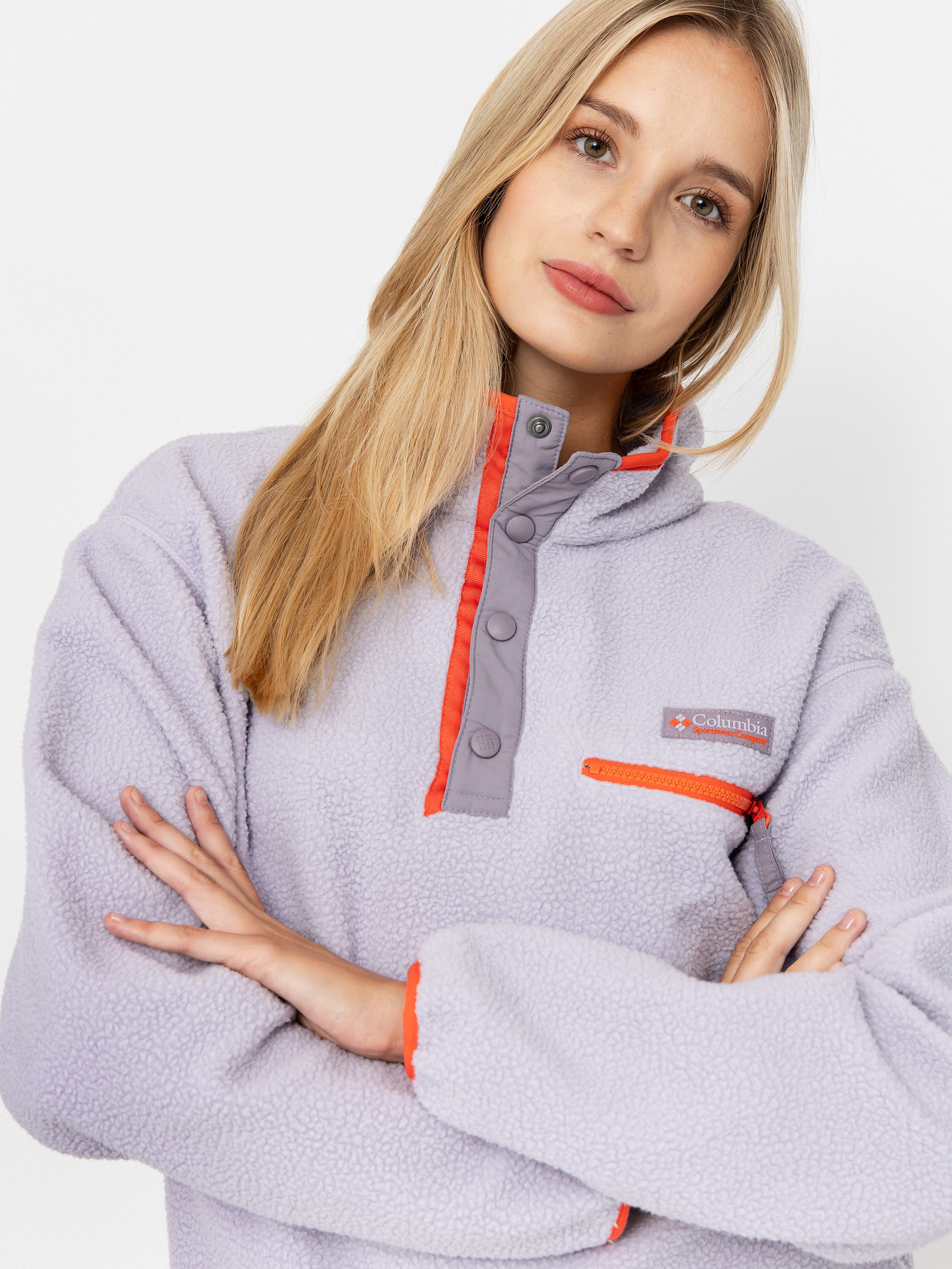 Damski Polar Columbia Helvetia II Cropped Half Snap (lavender pearl/shale purple/zing)
