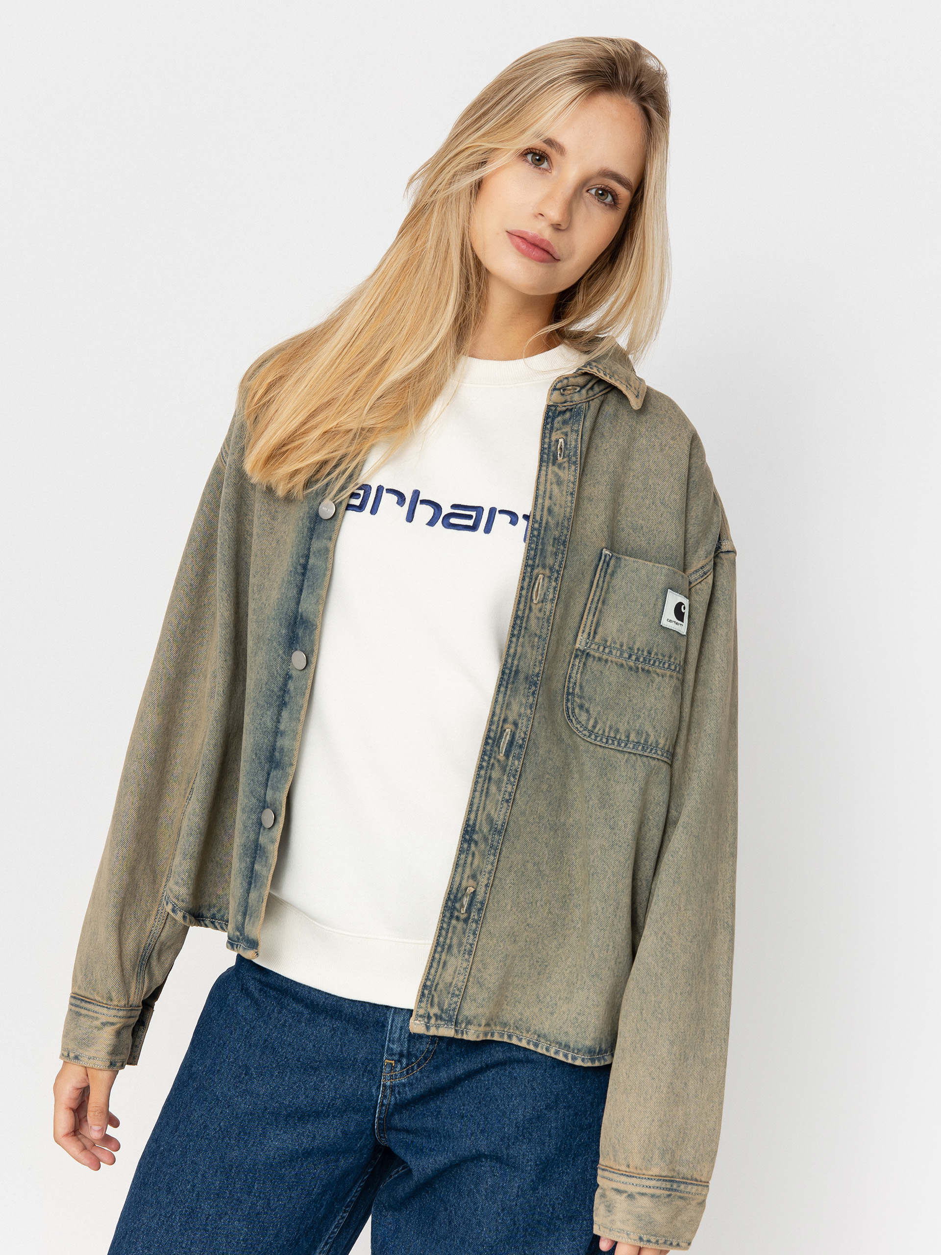 Kurtka Carhartt WIP Georgia Wmn (blue/leather/garment dyed)