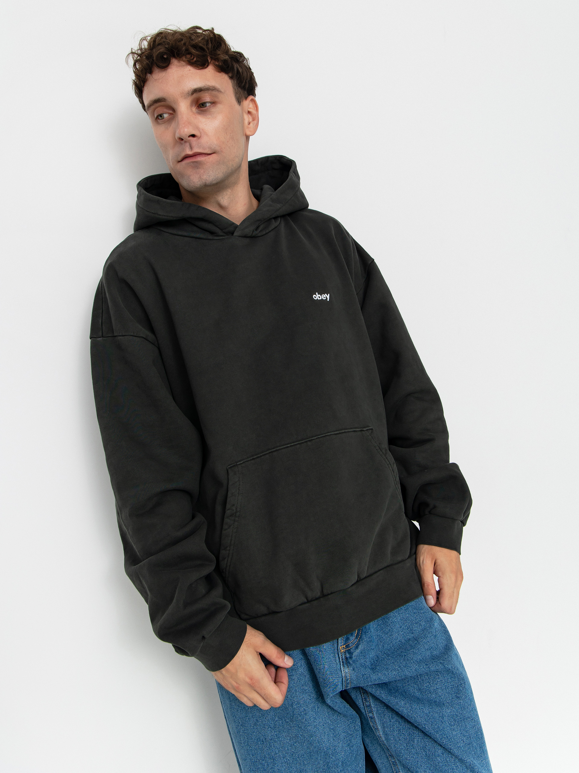 Bluza z kapturem OBEY Lowercase Pigment HD (pigment pirate black)