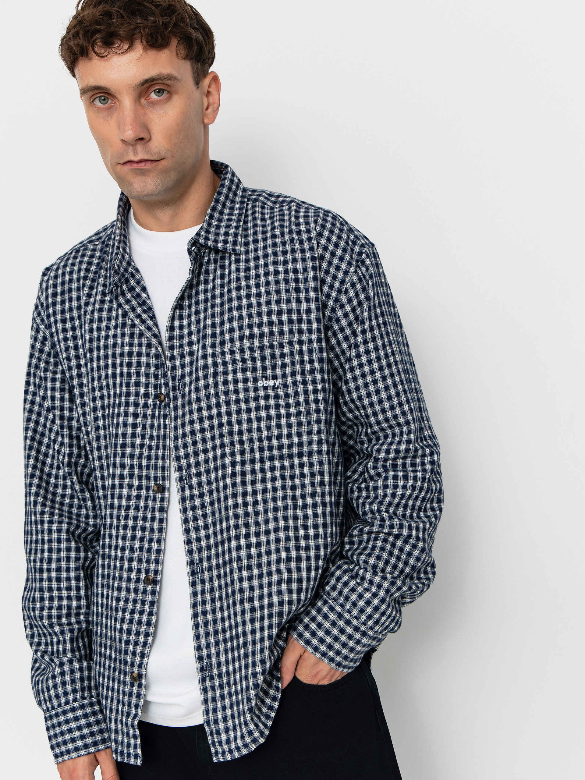 Koszula OBEY Bigwig Andy Woven (academy navy multi)