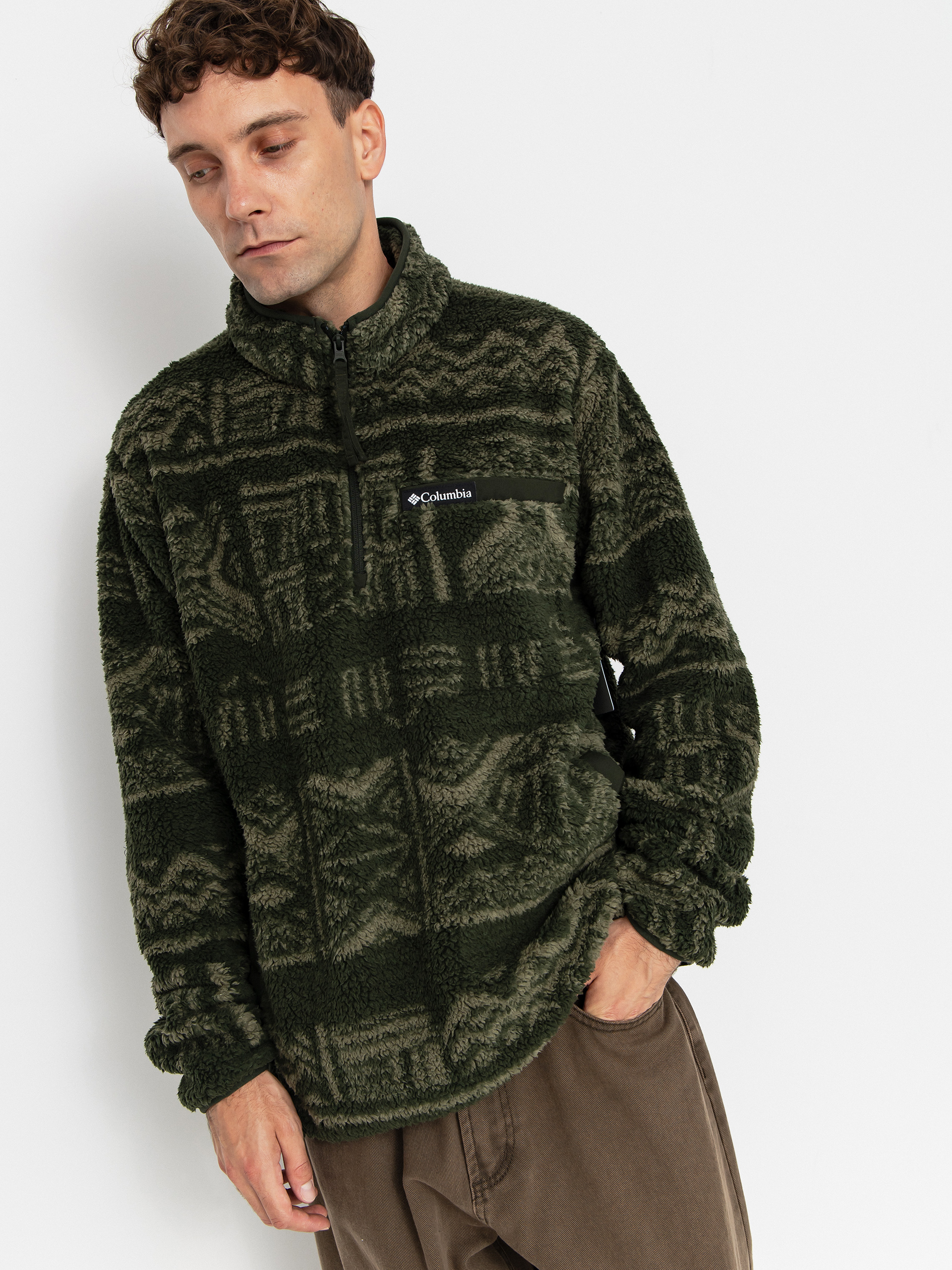 Polar Columbia Rugged Ridge High Pile Half Zip (greenscape deschutes days)