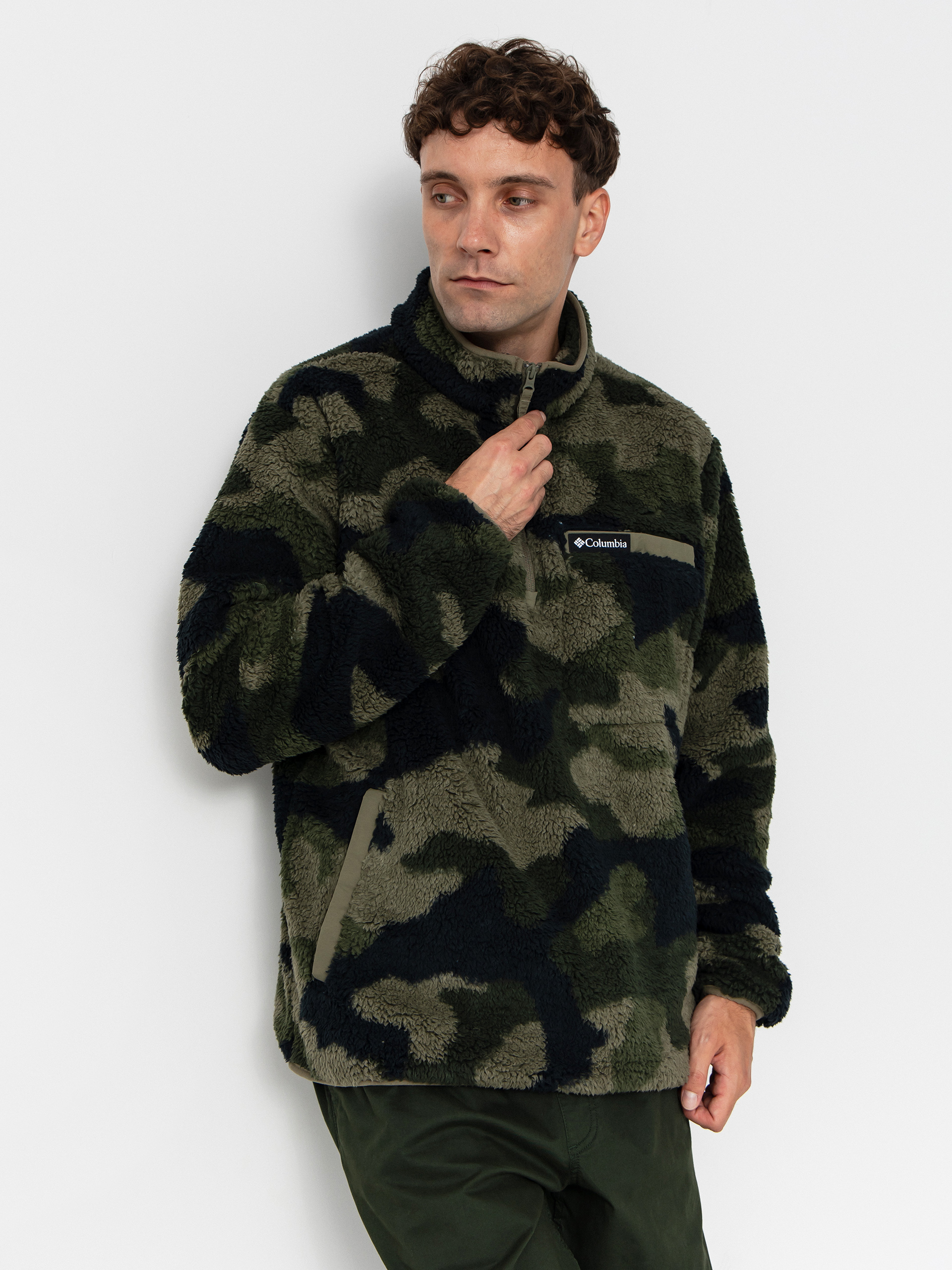 Męski Polar Columbia Rugged Ridge High Pile Half Zip (stone green mod camo)