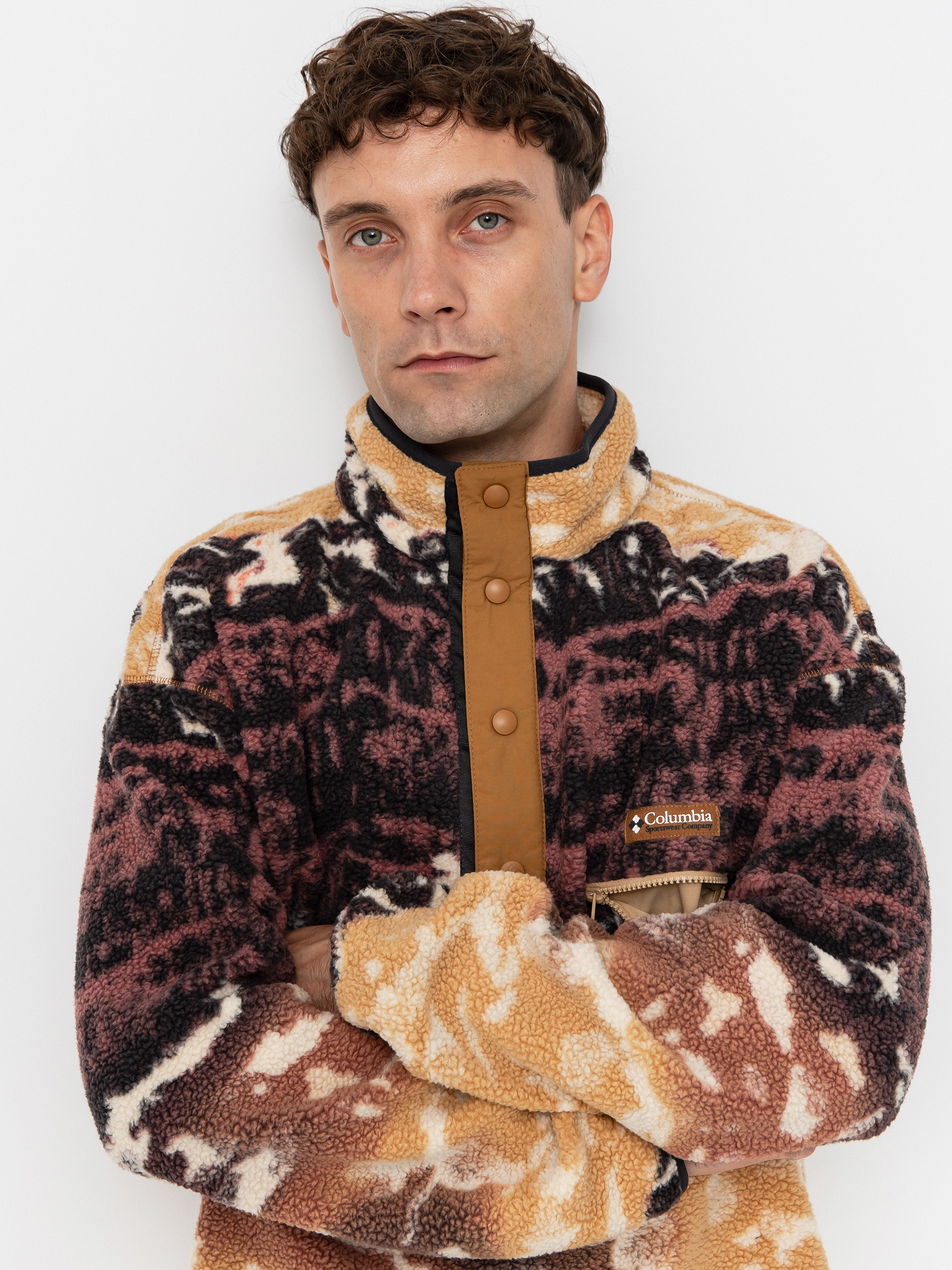 Męski Polar Columbia Helvetia II Printed Half Snap (camel brown sisters)