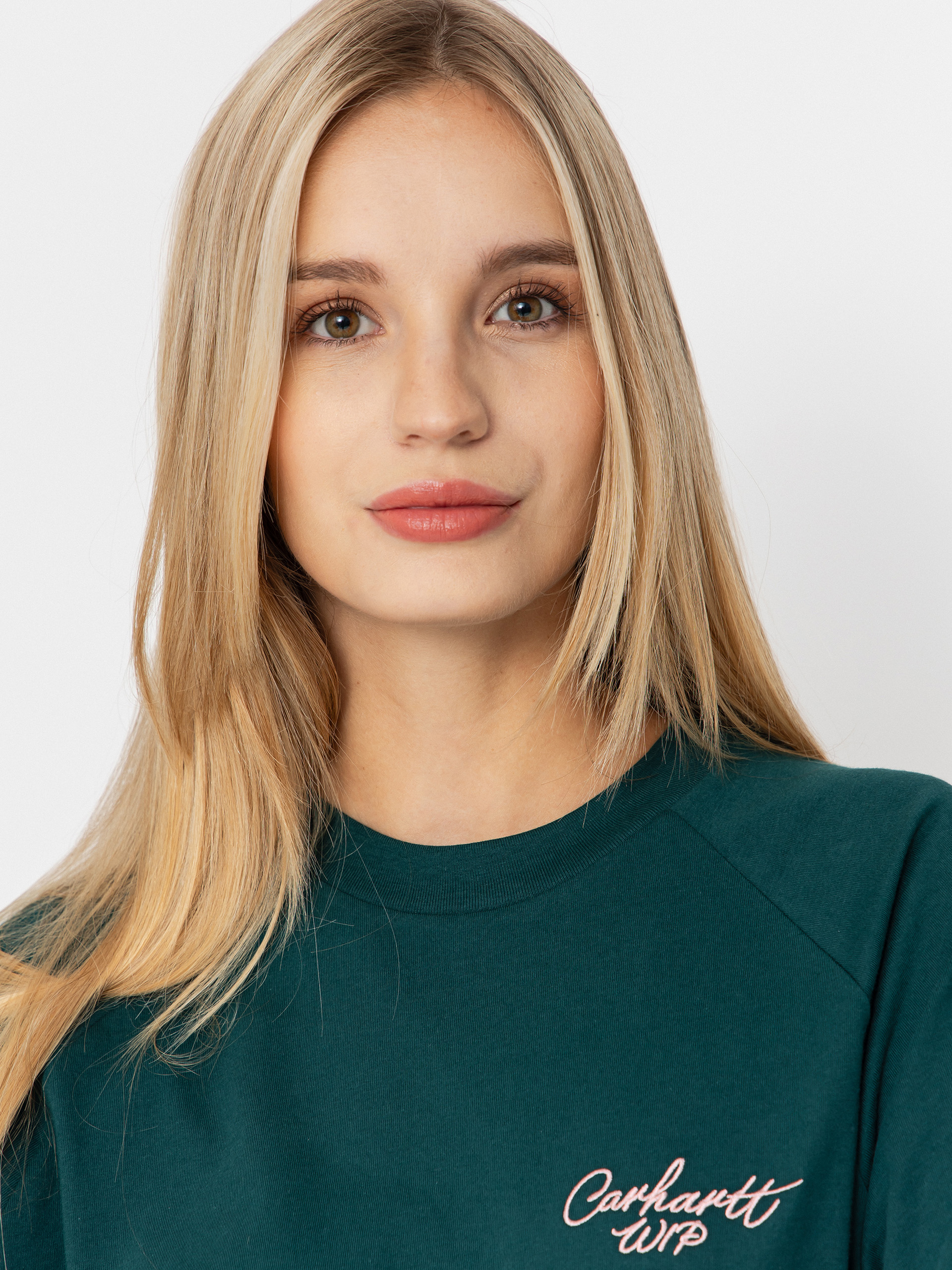 T-shirt Carhartt WIP Signature Wmn (dark fir/glassy pink)