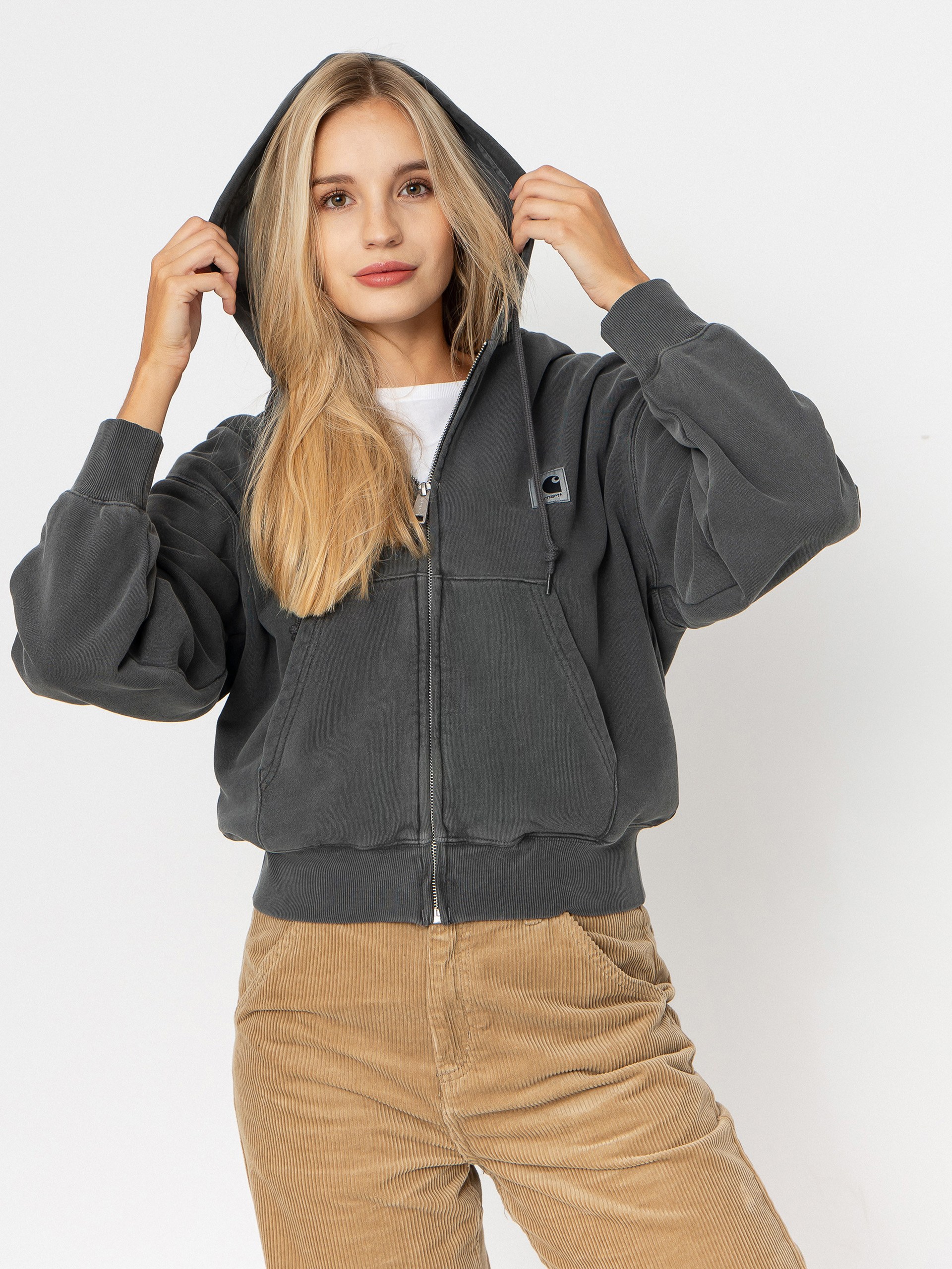 Bluza z kapturem Carhartt WIP Nelson ZHD Wmn (black/garment dyed)