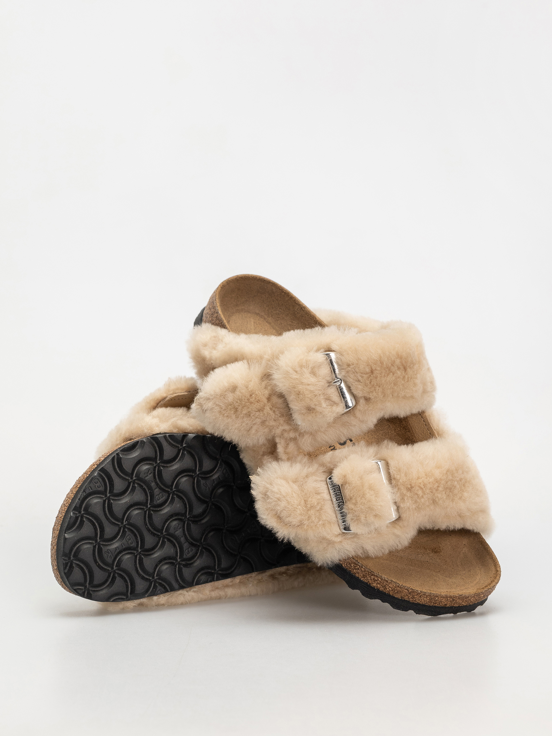 Klapki Birkenstock Arizona Shearling Cover Upper Narrow Wmn (sandcastle)