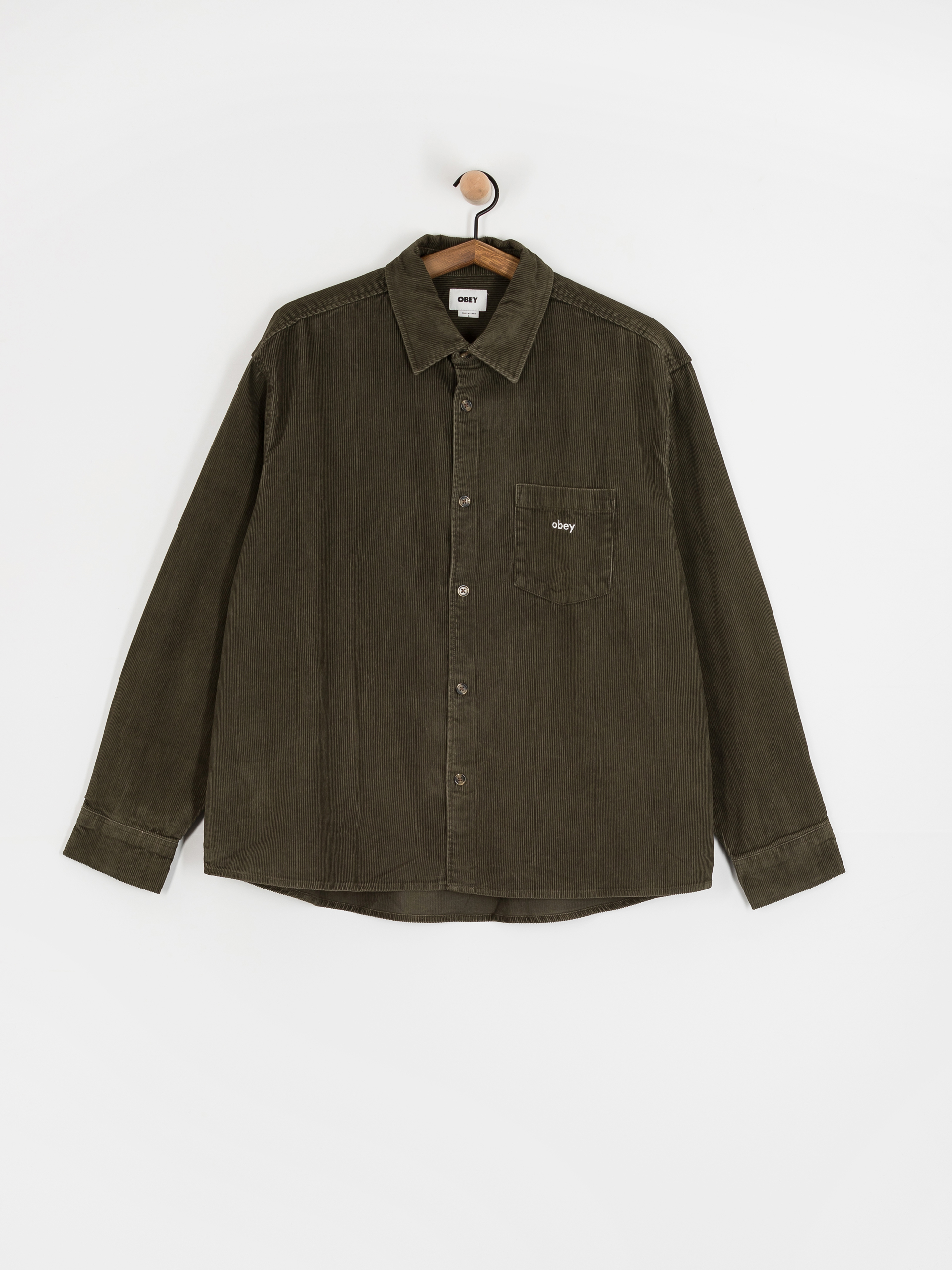 Koszula OBEY Buckley Corduroy Woven (black olive faded wash)
