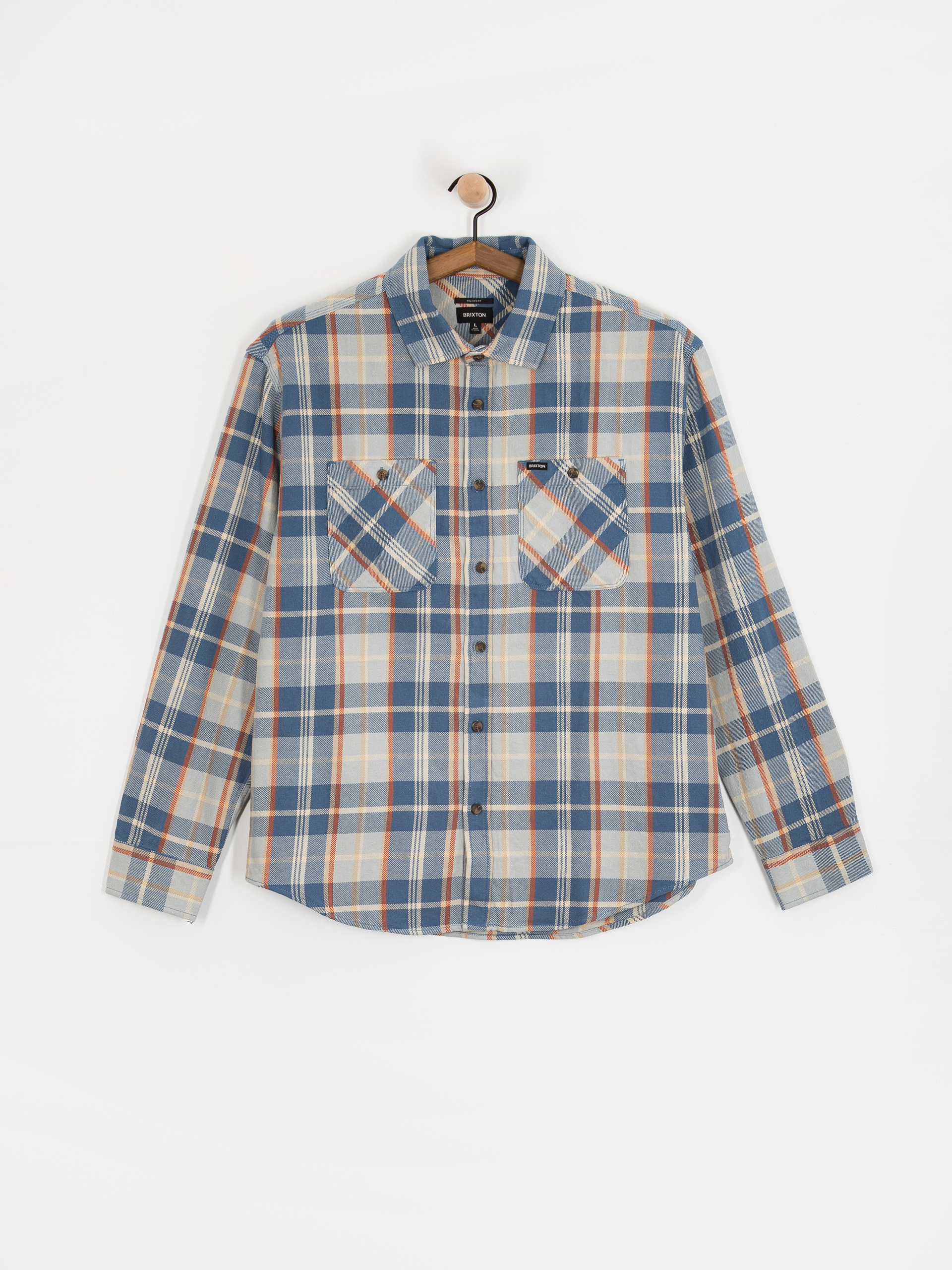 Koszula Brixton Vintage Wash Flannel (blue/soft blue/orange)