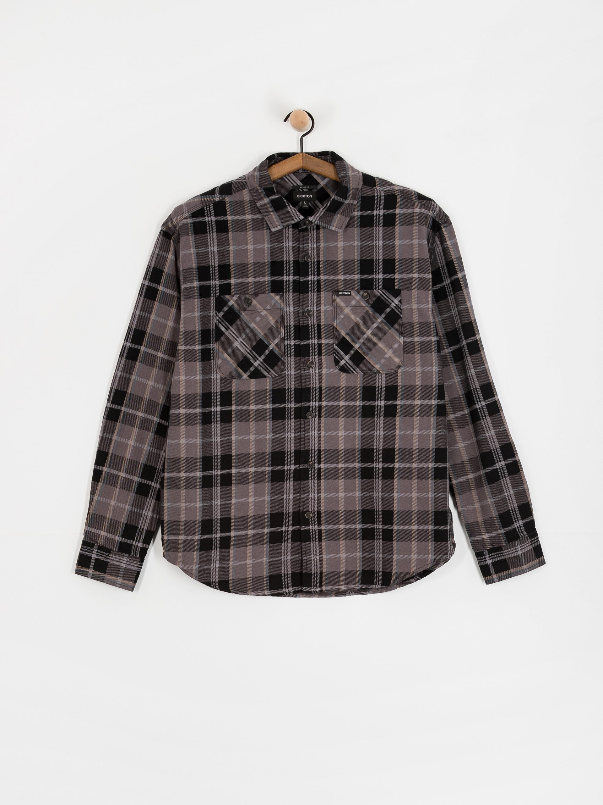 Koszula Brixton Vintage Wash Flannel (black/charcoal beige/slate)