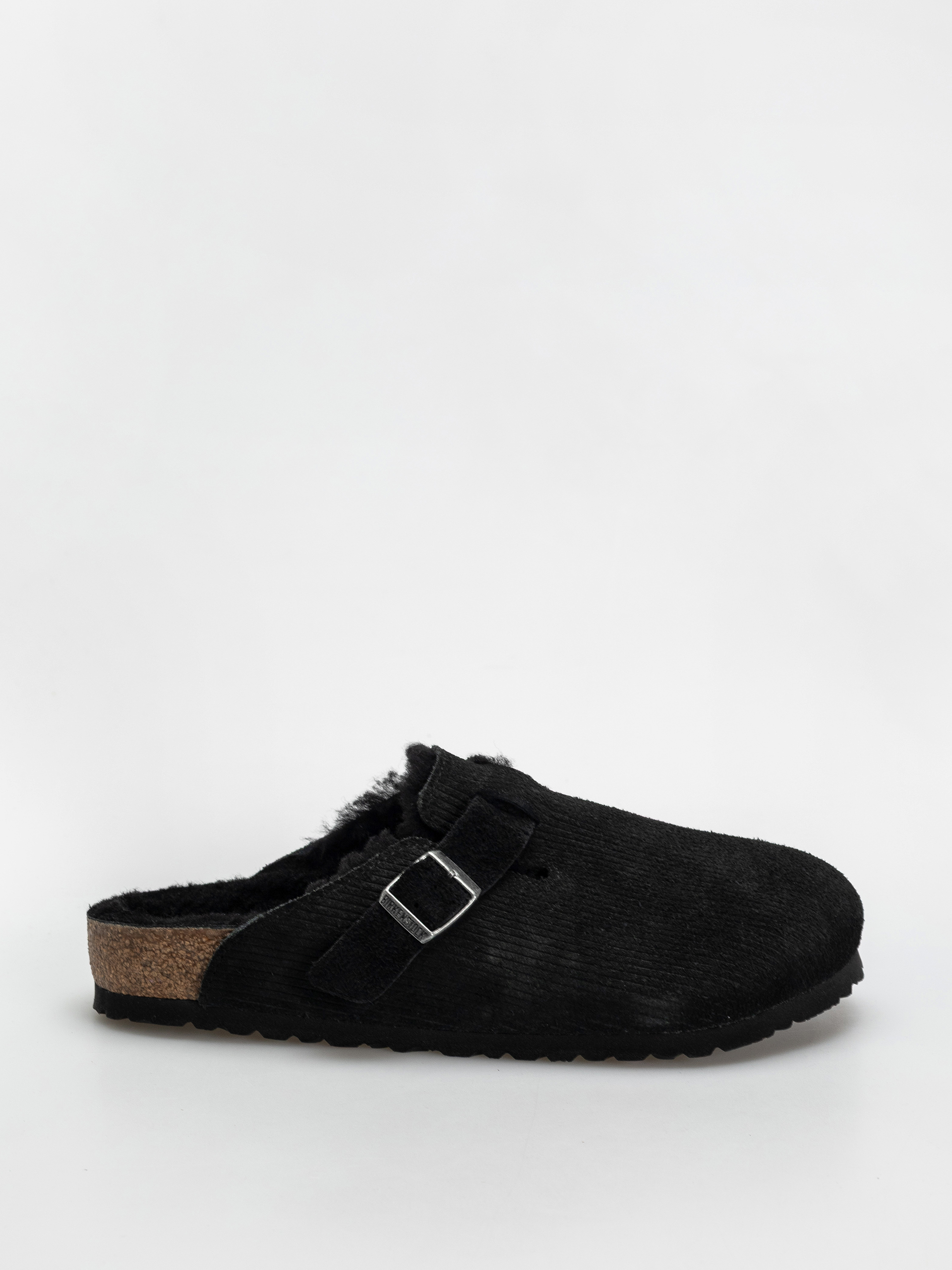 Klapki Birkenstock Boston VL Fell Suede Leather Fur Regular Wmn (corduroy black)