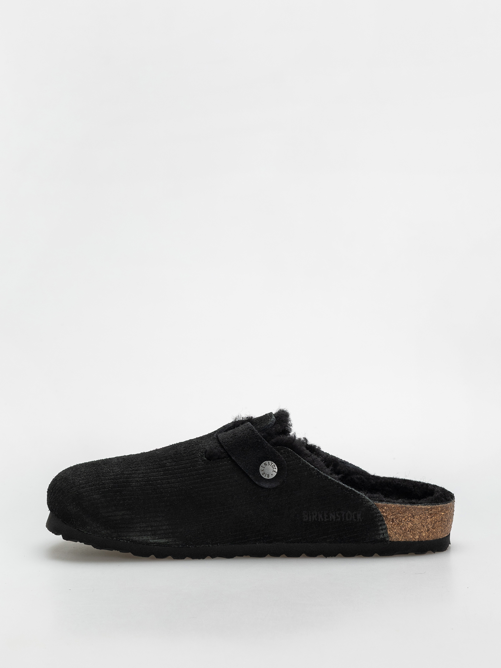 Klapki Birkenstock Boston VL Fell Suede Leather Fur Regular Wmn (corduroy black)