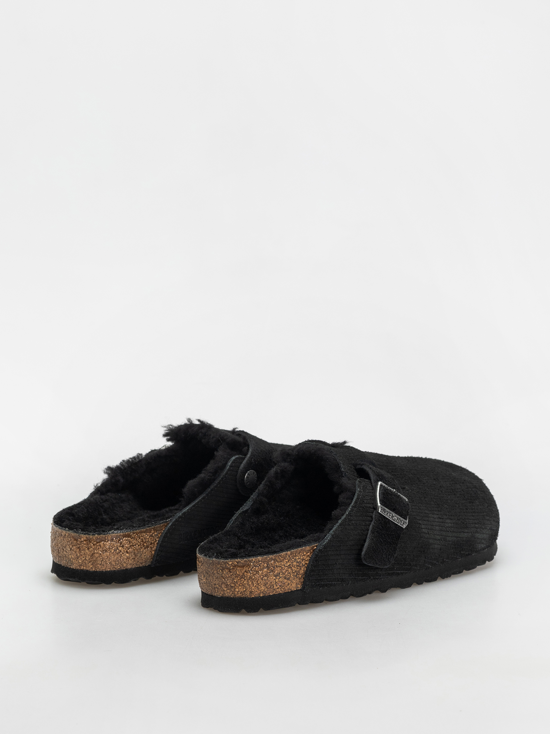 Klapki Birkenstock Boston VL Fell Suede Leather Fur Regular Wmn (corduroy black)