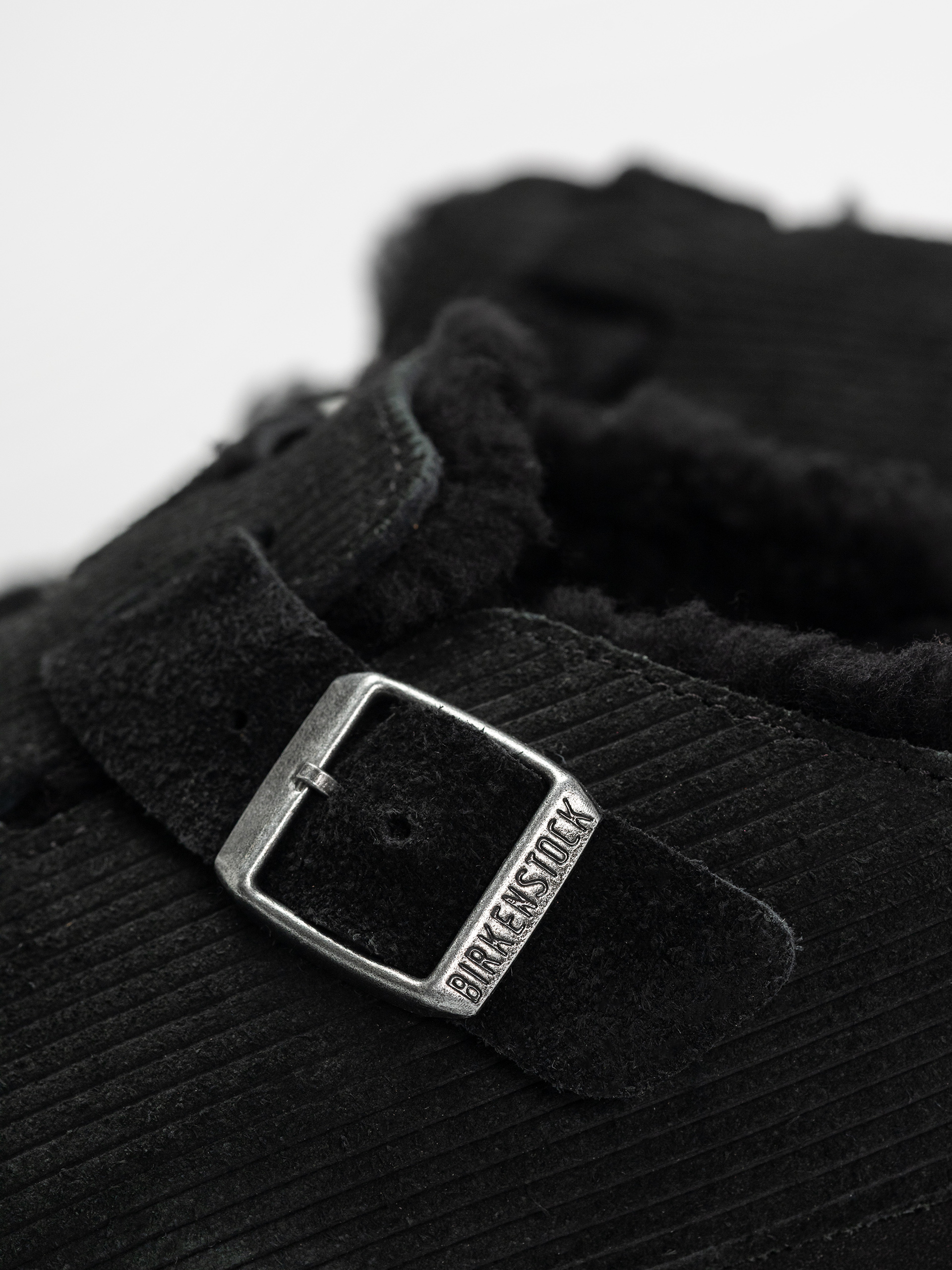 Klapki Birkenstock Boston VL Fell Suede Leather Fur Regular Wmn (corduroy black)