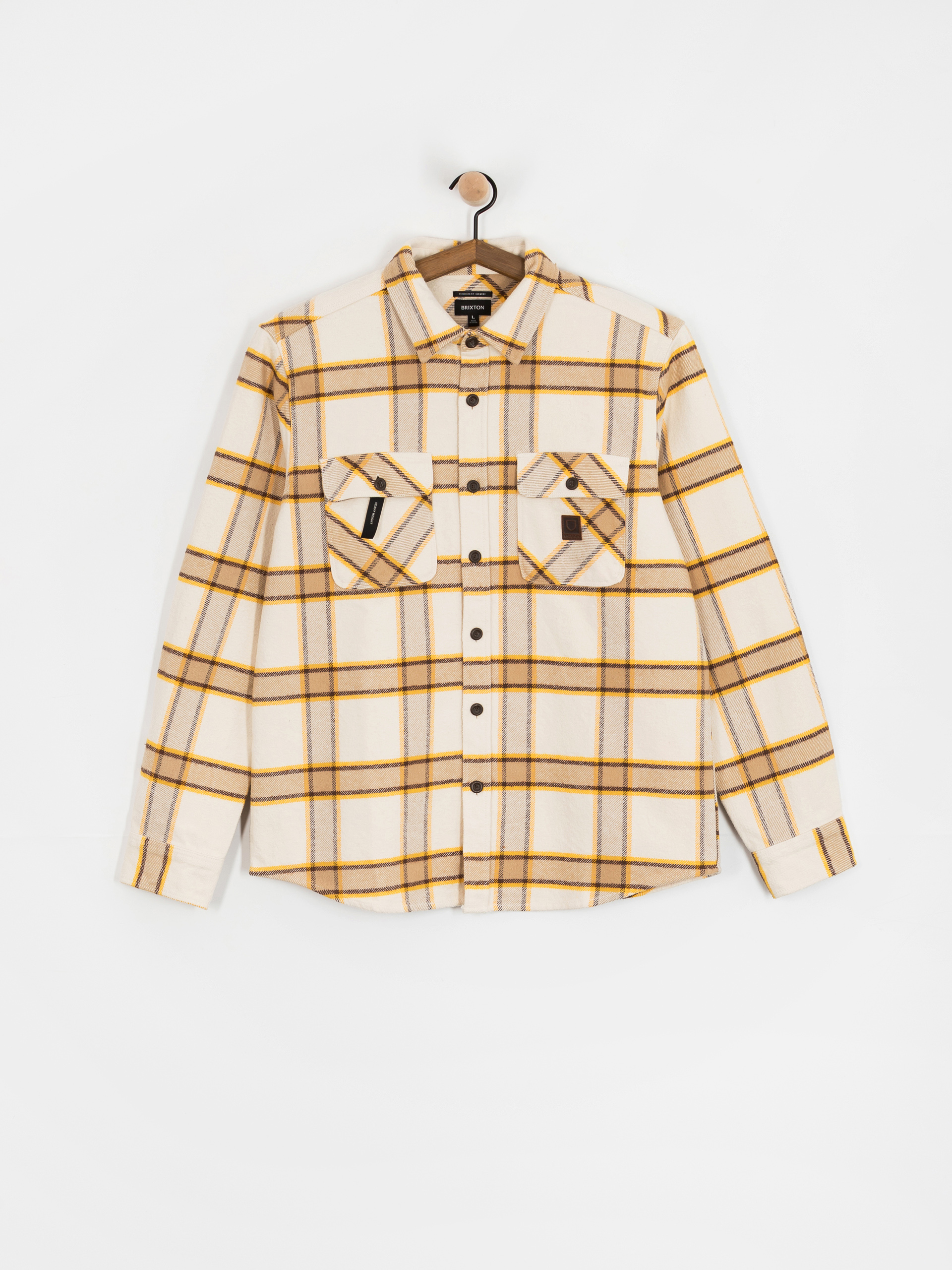 Koszula Brixton Bowery Heavy Weight Flanne (whitecap/pineconebrown/saffron)