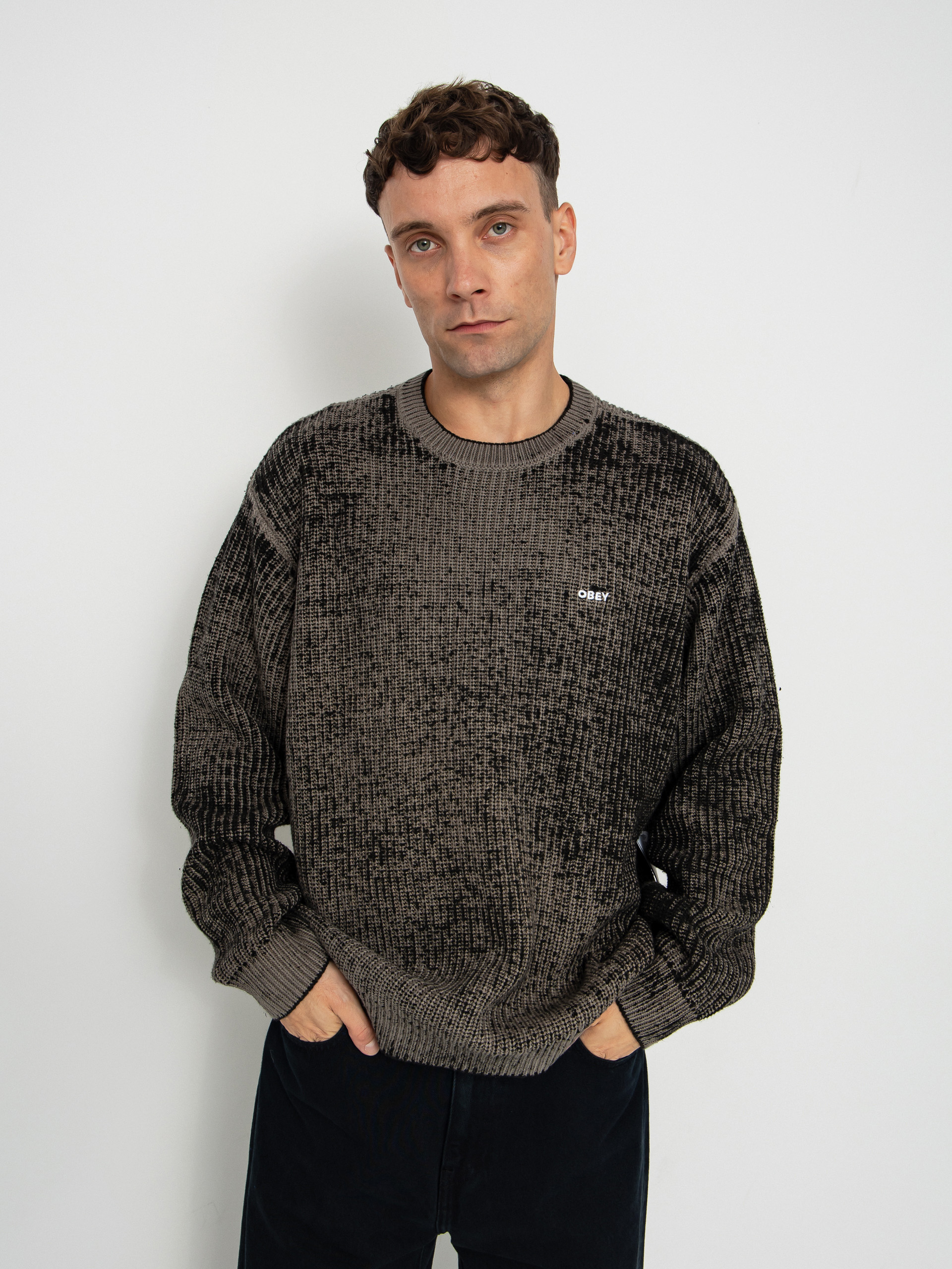 Sweter OBEY Obey Spray Effect Sweater (black multi)