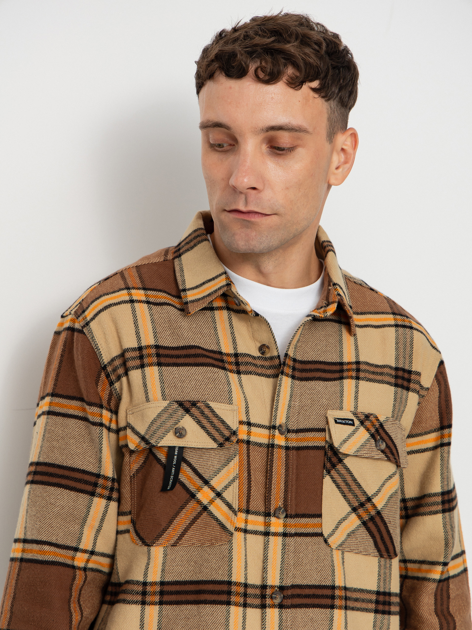 Koszula Brixton Bowery Flannel (sand/pinecone/solar orange)