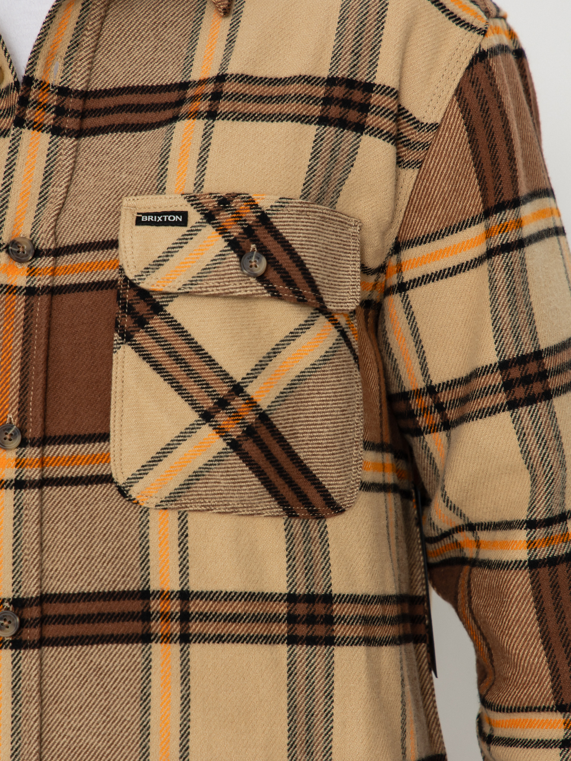 Koszula Brixton Bowery Flannel (sand/pinecone/solar orange)