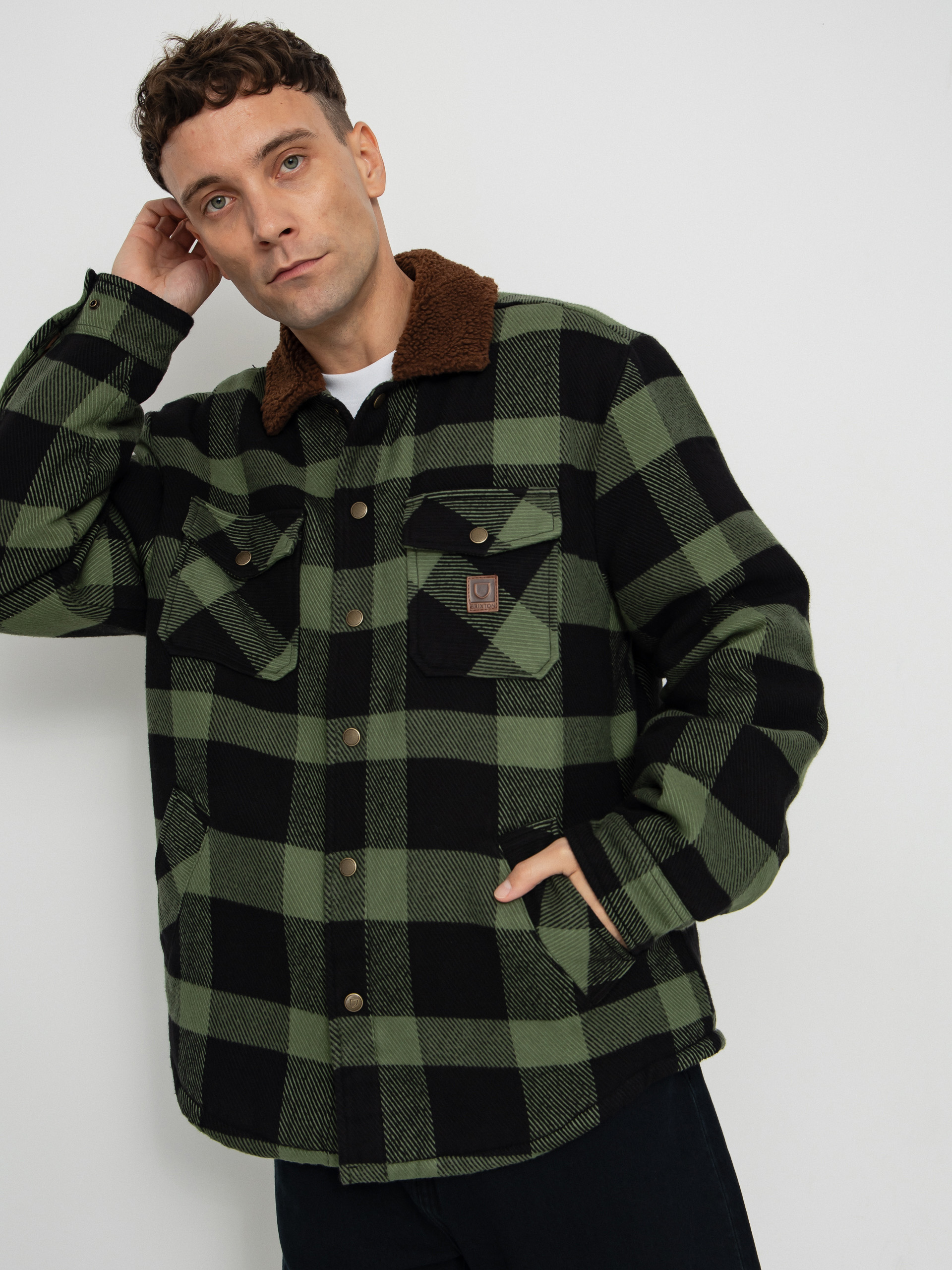 Kurtka Brixton Durham Lined (black/wild green flannel)