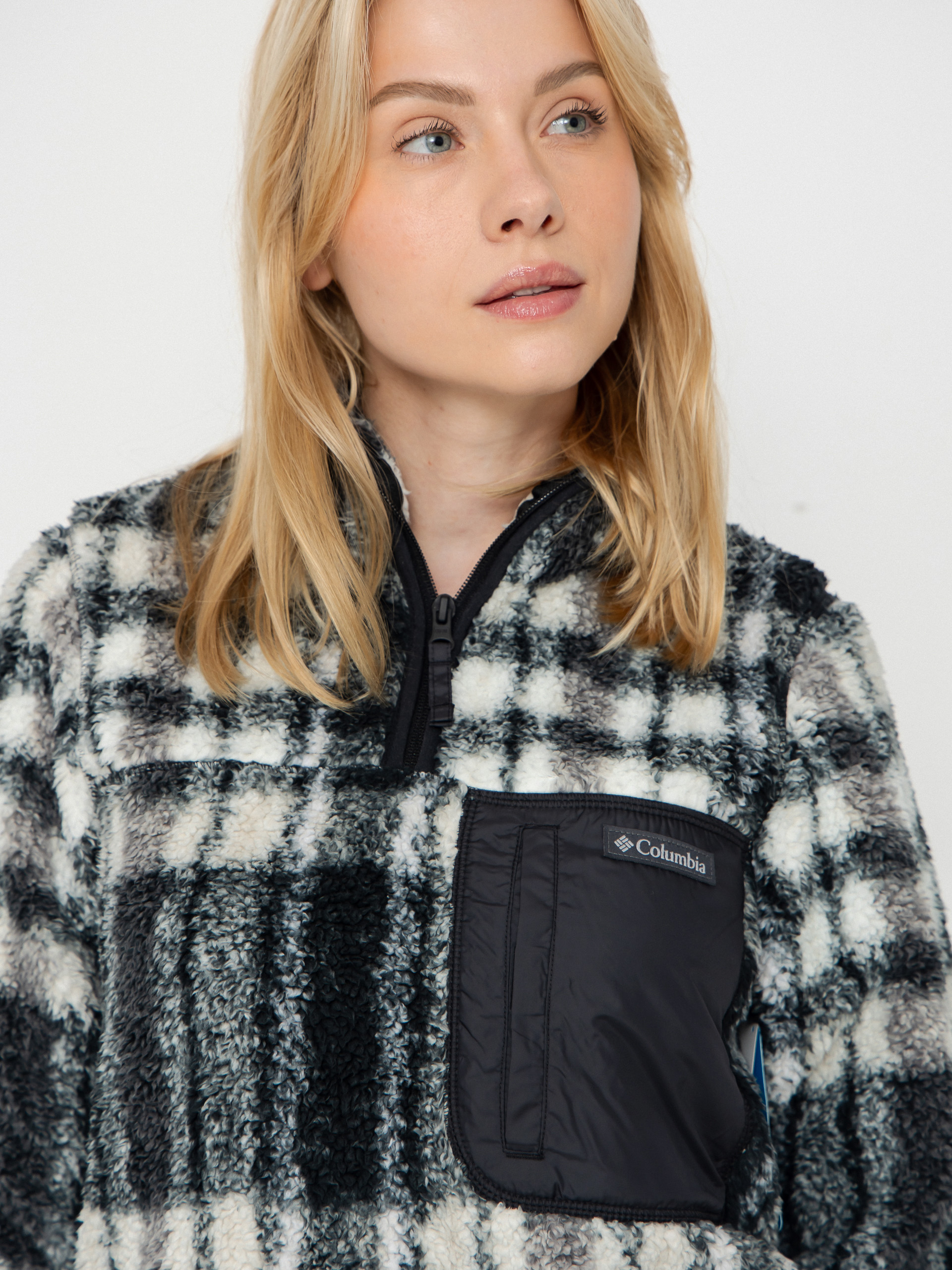 Damski Polar Columbia West Bend 1/4 Zip II (black herringplaid)