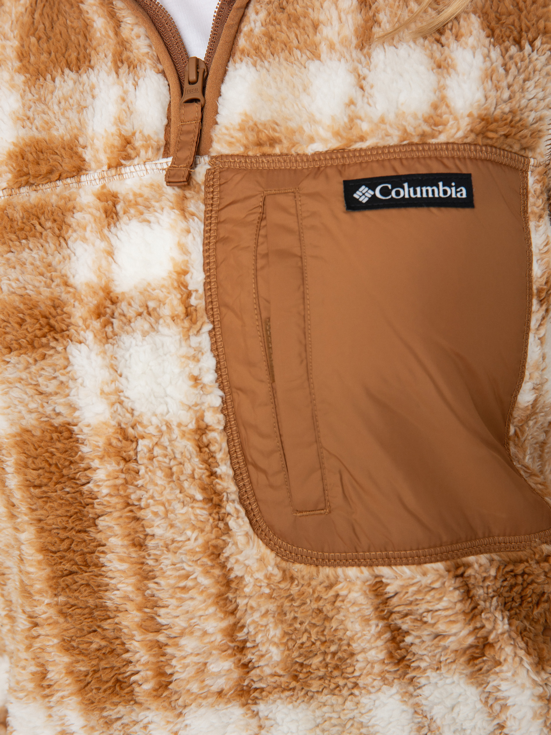 Damski Polar Columbia West Bend 1/4 Zip II (camel brown herringplaid)